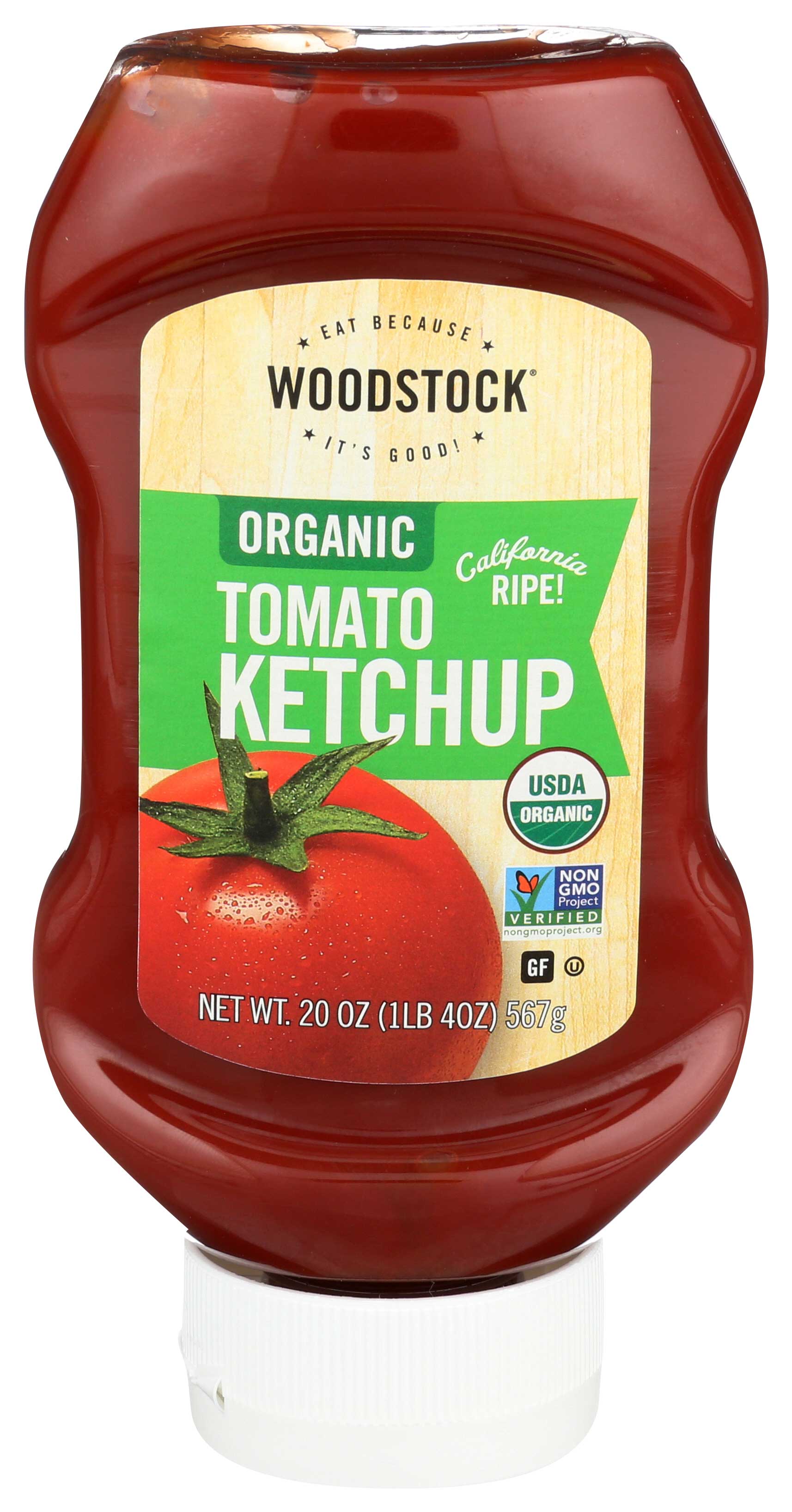 Woodstock Farms Organic Tomato Ketchup, 20 Ounce Upside Down Squeeze Bottle -- 12 Per Case