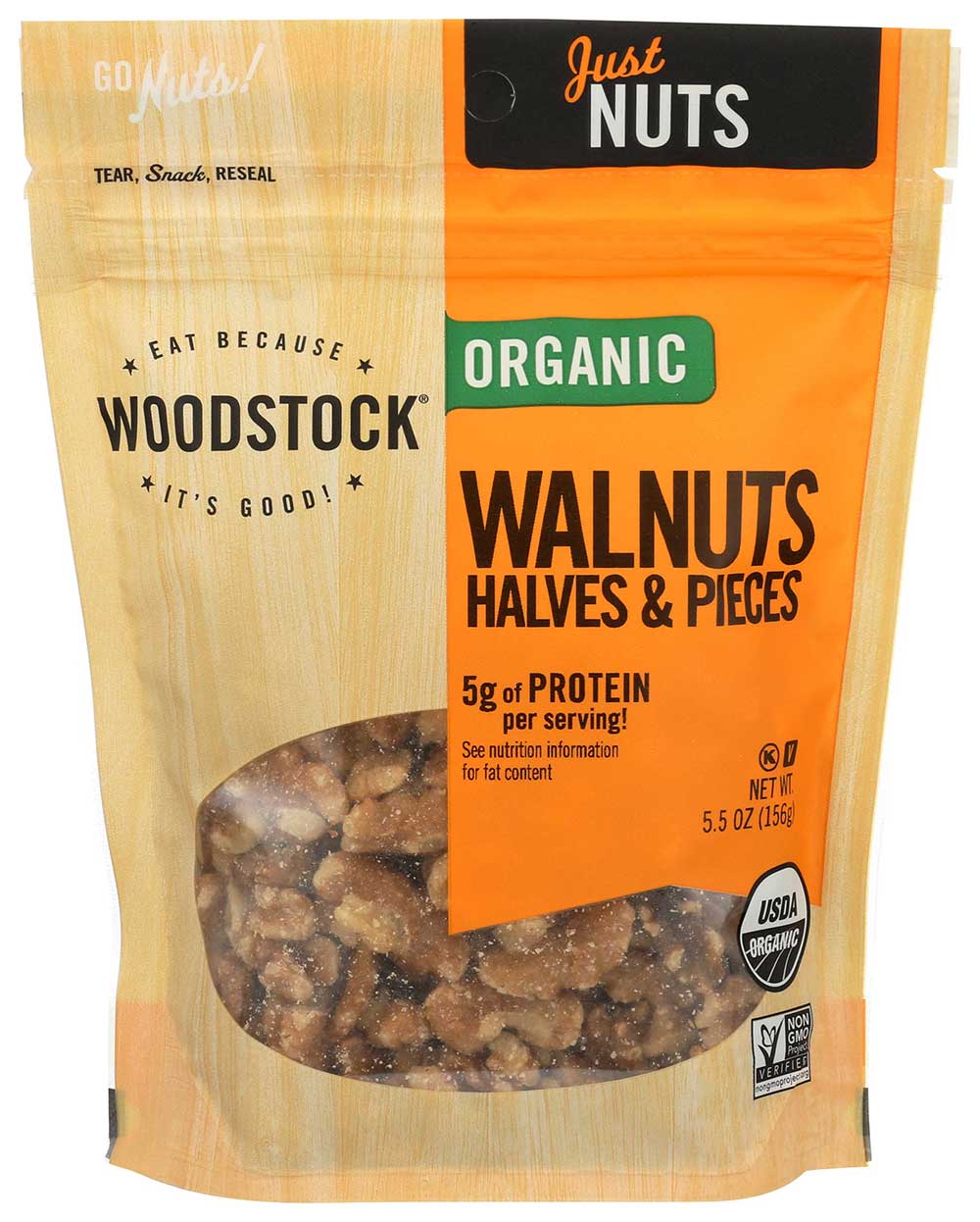 Woodstock Farms Organic Walnuts Halves And Pieces, 5.5 Ounce -- 8 Per Case