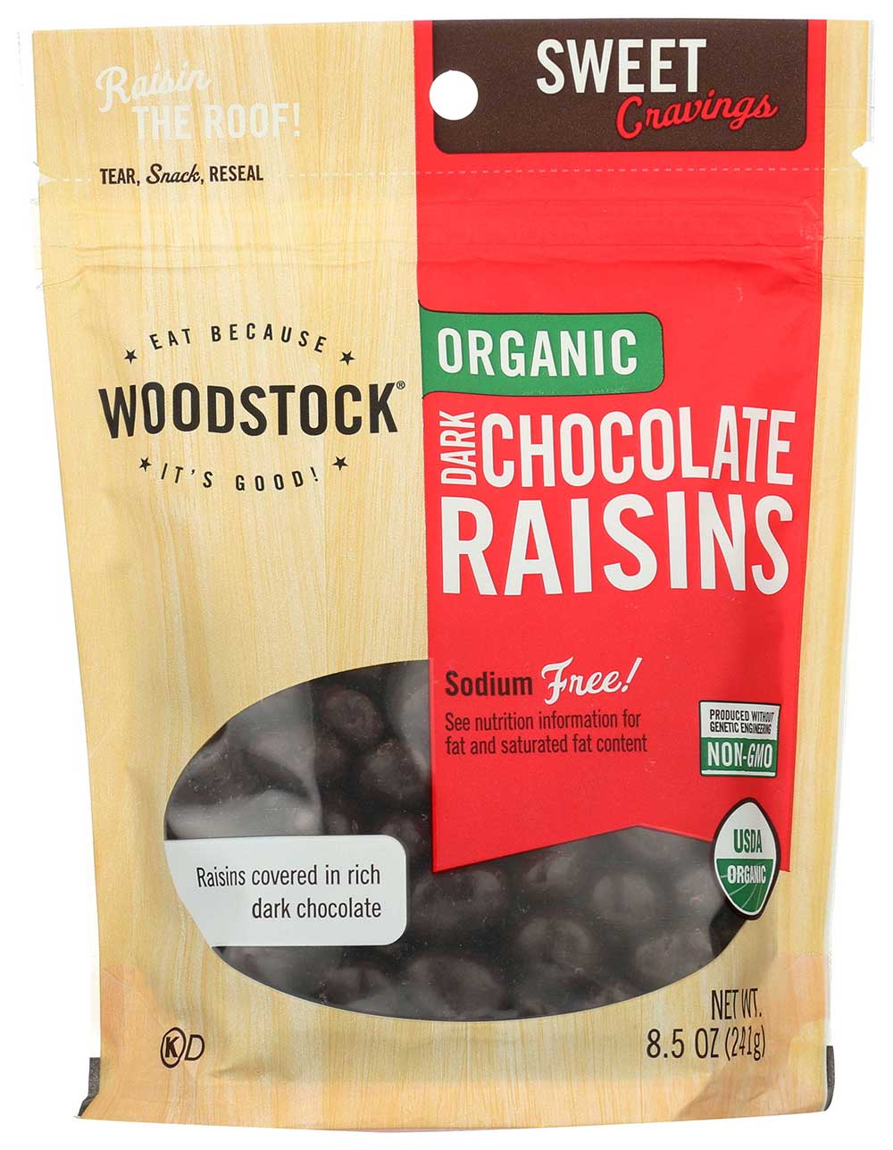 Woodstock Farms Organic Dark Chocolate Raisin, 8.5 Ounce -- 8 Per Case