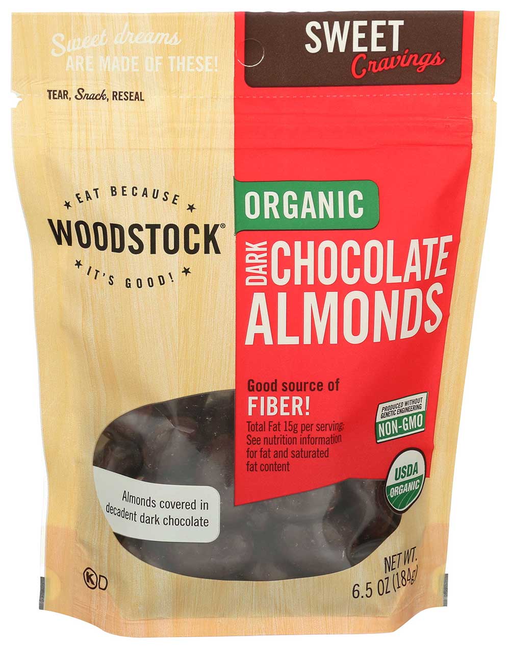 Woodstock Farms Organic Dark Chocolate Almond, 6.5 Ounce -- 8 Per Case