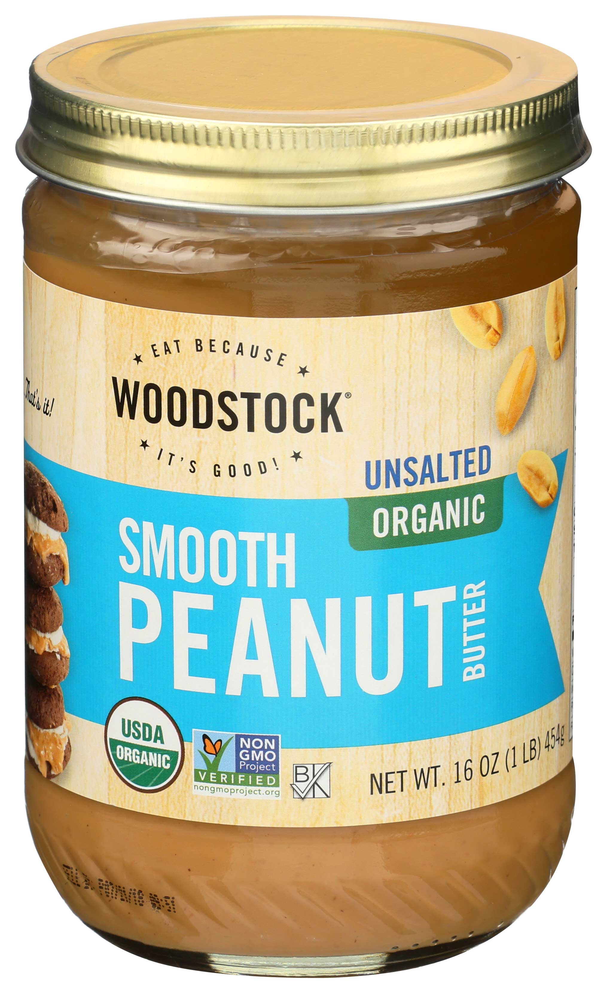 Woodstock Farms Organic Smooth Peanut Butter, No Salt, 16 Ounce -- 12 Per Case