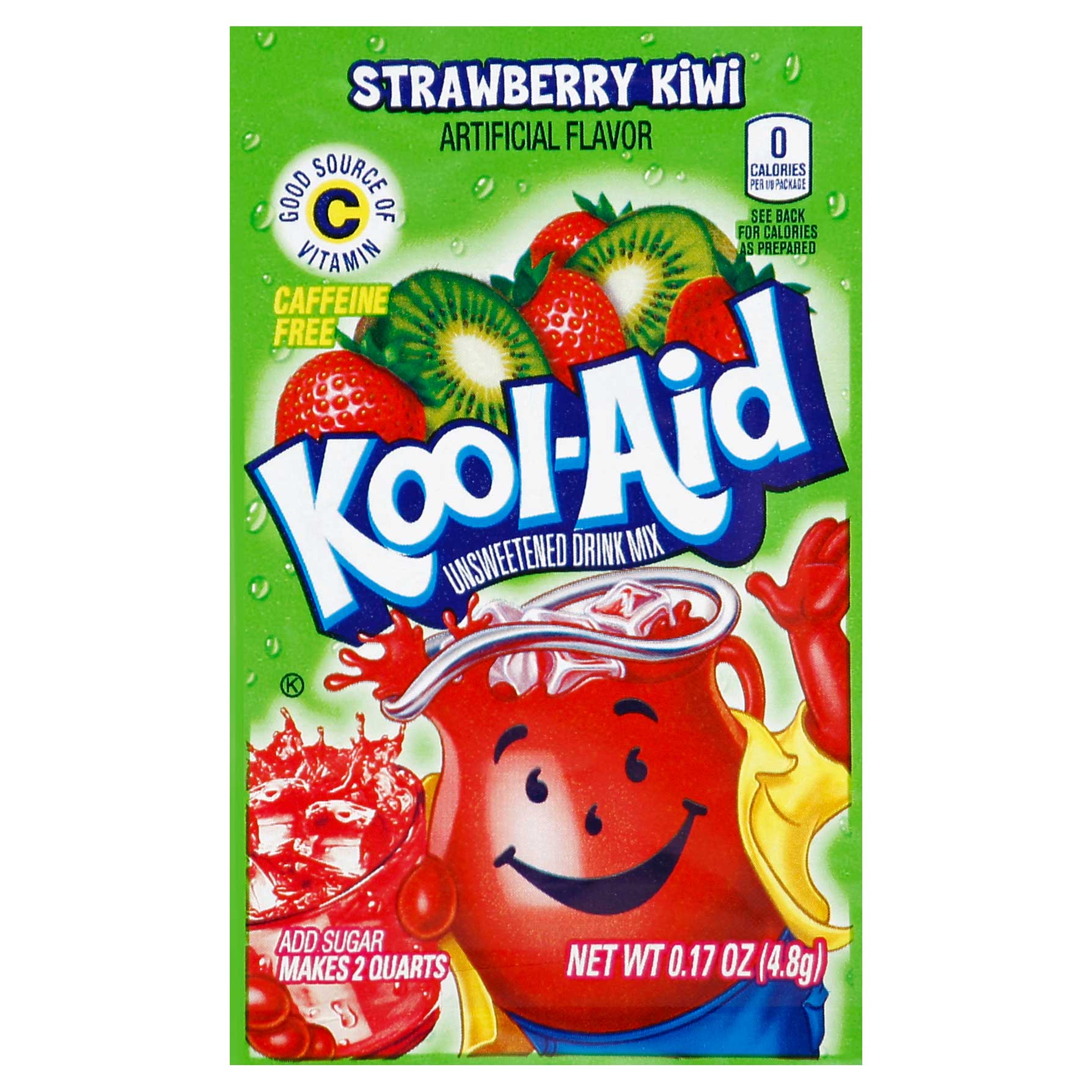 Kool Aid Unsweetened Strawberry Kiwi Powdered Soft Drink Mix, 0.17