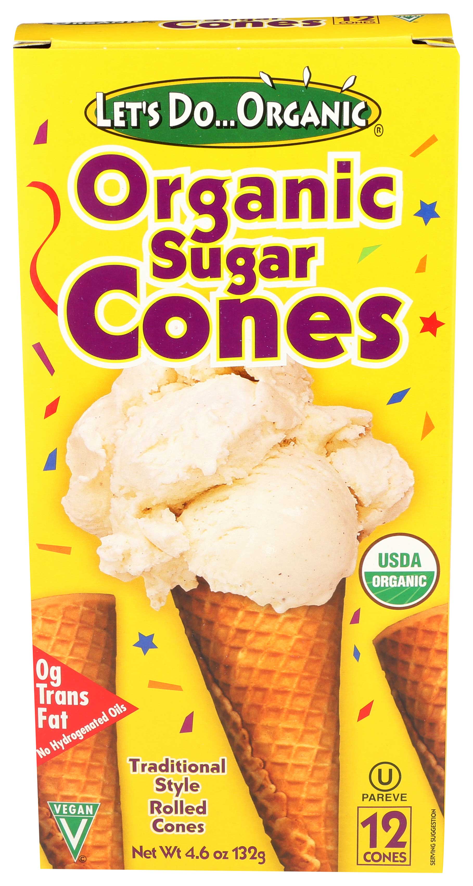 Let's Do Organic Sugar Cones, 4.6 Ounce -- 12 Per Case