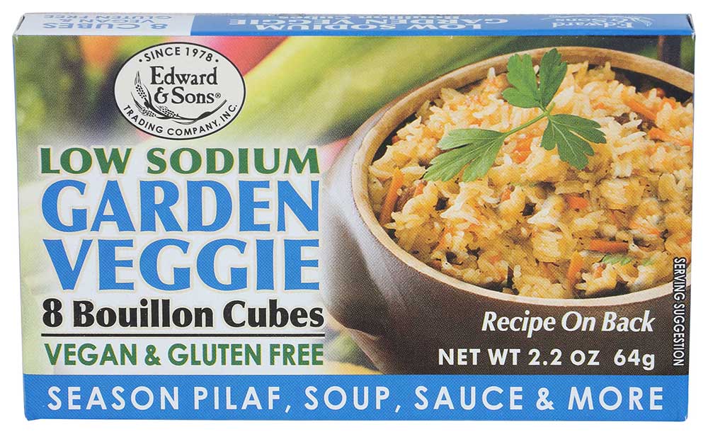 Edward & Sons Natural Low Sodium Veggie Bouillon Cube, 2.2 Ounce -- 12 Per Case