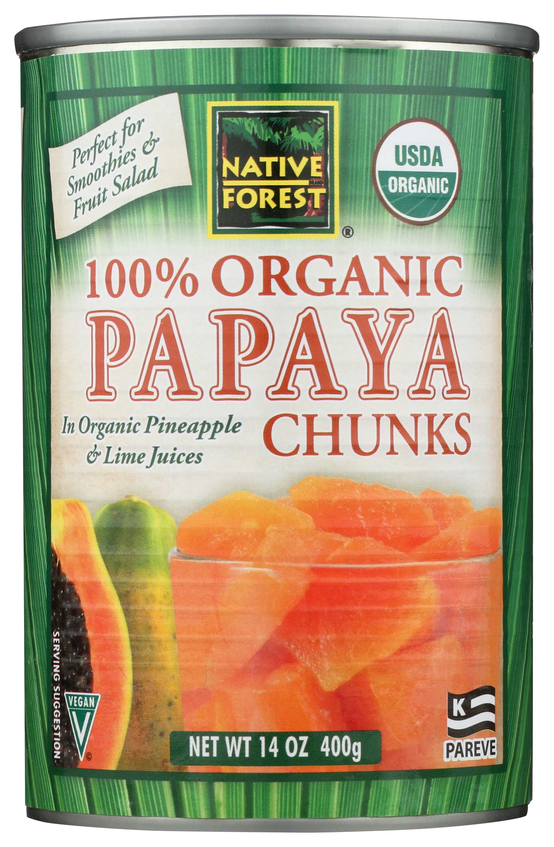 Native Forest Organic Papaya Chunk in Juice, 14 Ounce -- 6 per case.