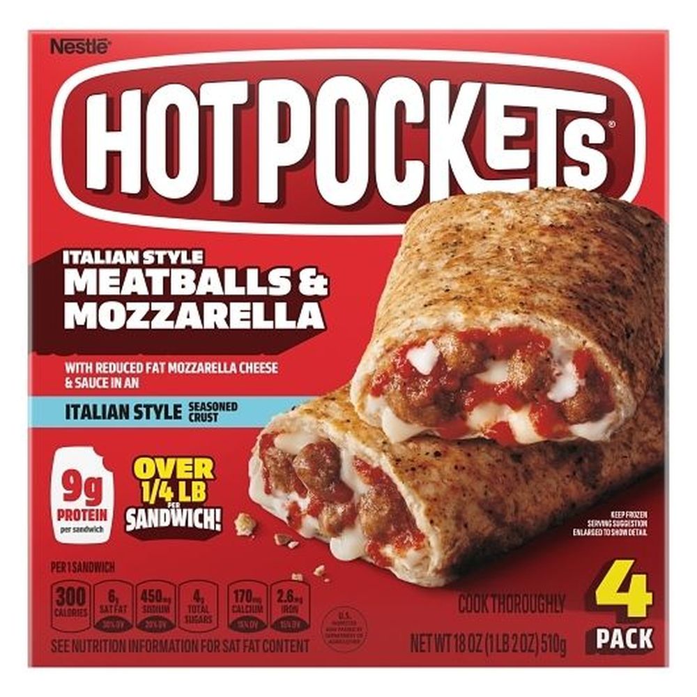 Hot Pocket Italian Style Meatballs and Mozzarella Sandwich, 18 Ounce -- 4 per case