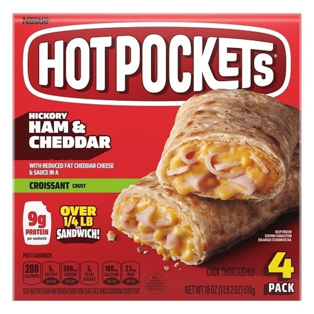 Hot Pocket Hickory Ham and Cheddar Croissant Crust Sandwich, 18 Ounce -- 4 per case