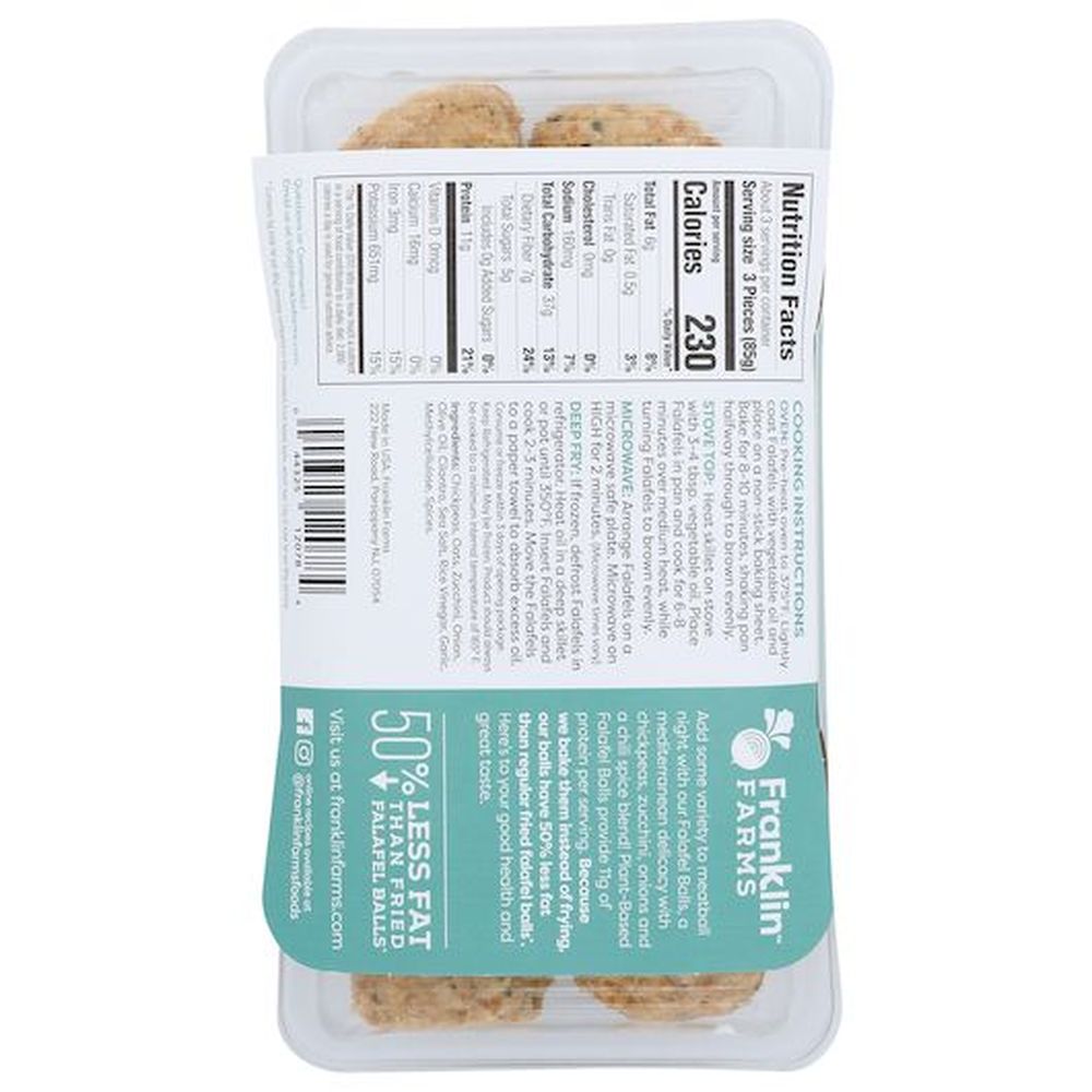 Franklin Farms Vertical Baked Plant Based Falafel Balls, 9 Ounce -- 6 per case