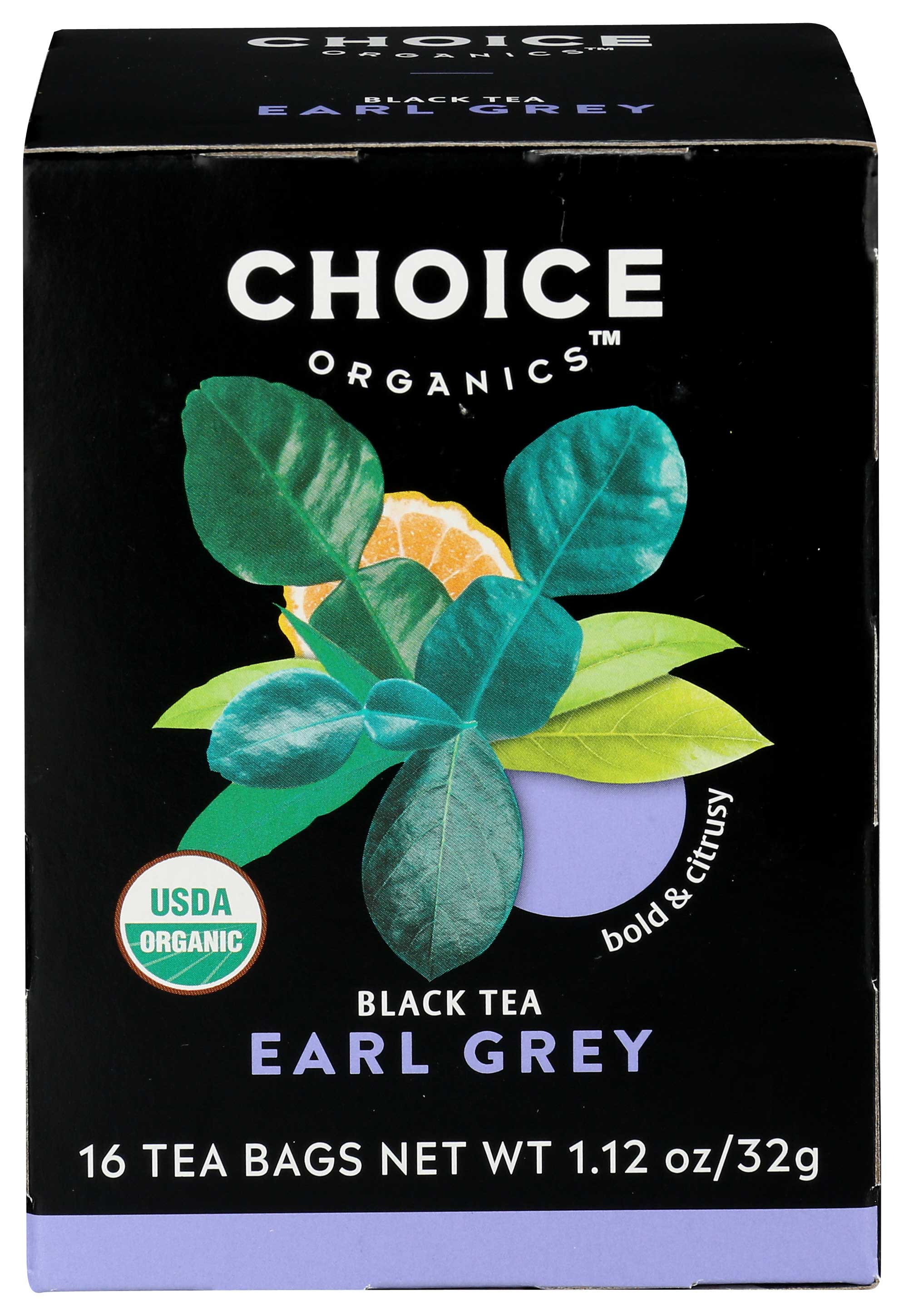 Choice Organic Teas Earl Grey Black Tea, 16 Bags Count -- 6 Per Case