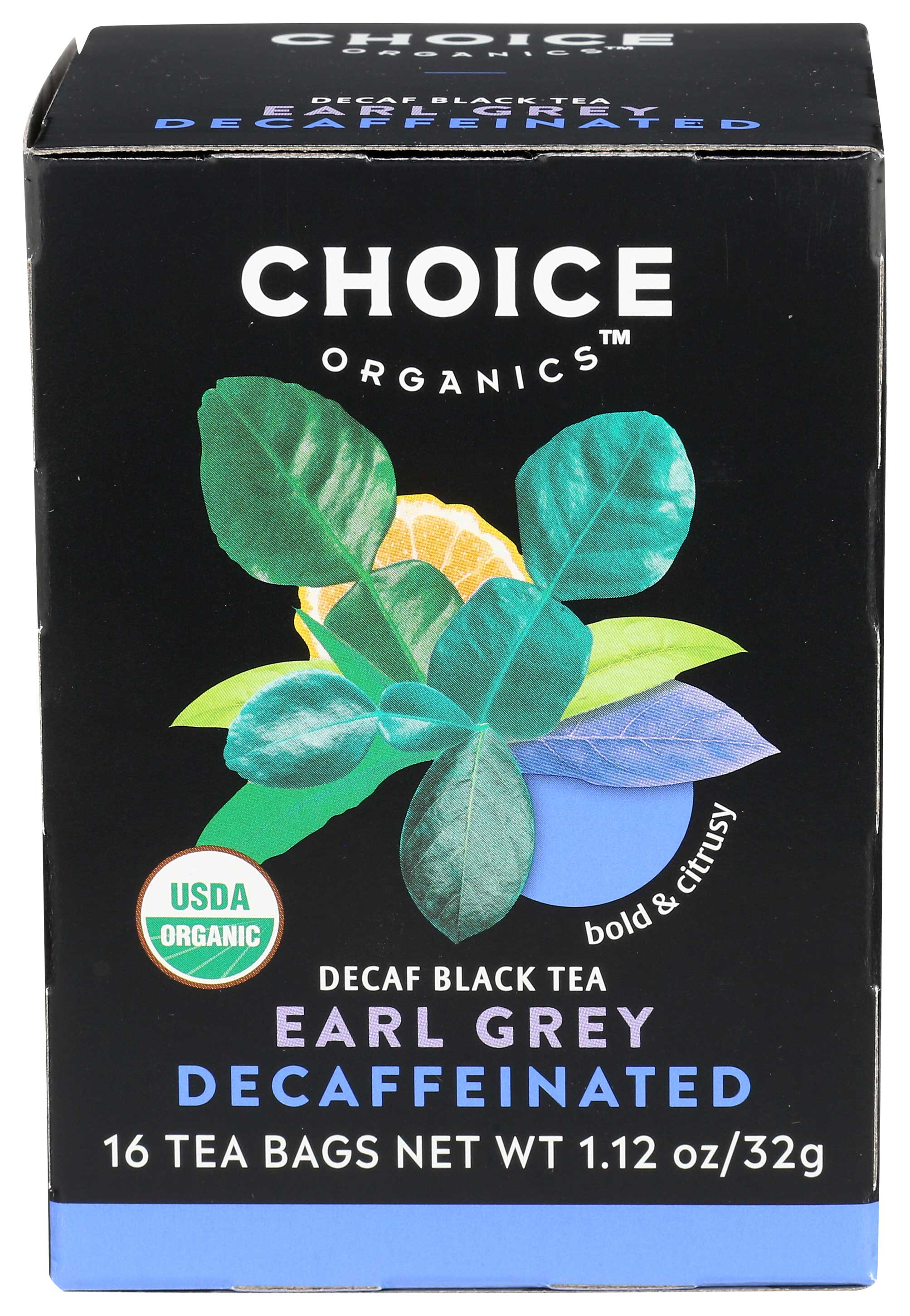 Choice Organic Teas Decaffeinated Earl Grey Black Tea, 16 Bags Count -- 6 Per Case