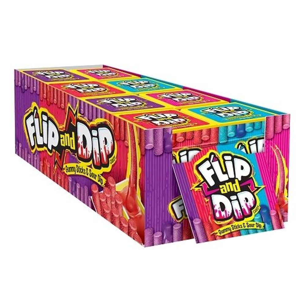 Flip and Dip Gummy Candy and Sour Gel Dip, 3.4 Ounce -- 72