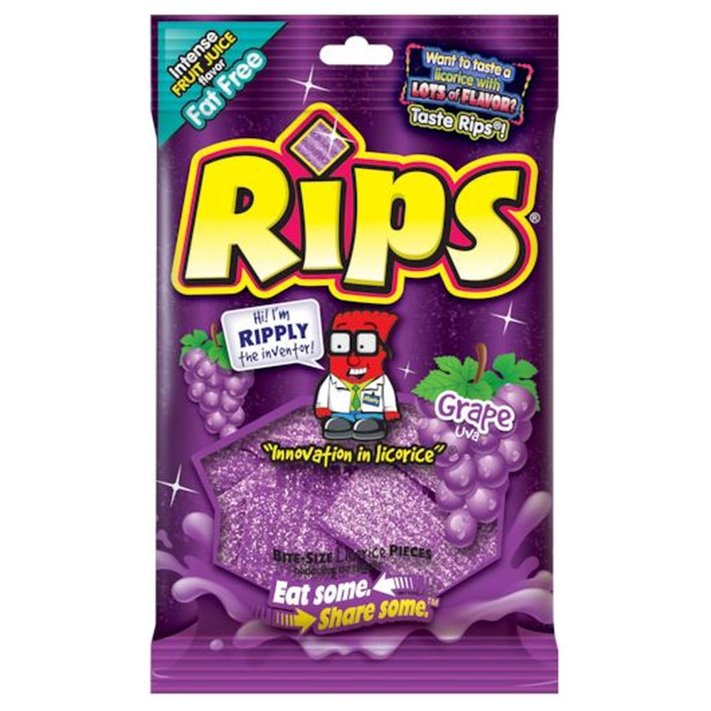 Rips Bite Size Grape Licorice Pieces, 4 Ounce -- 12 Per Case