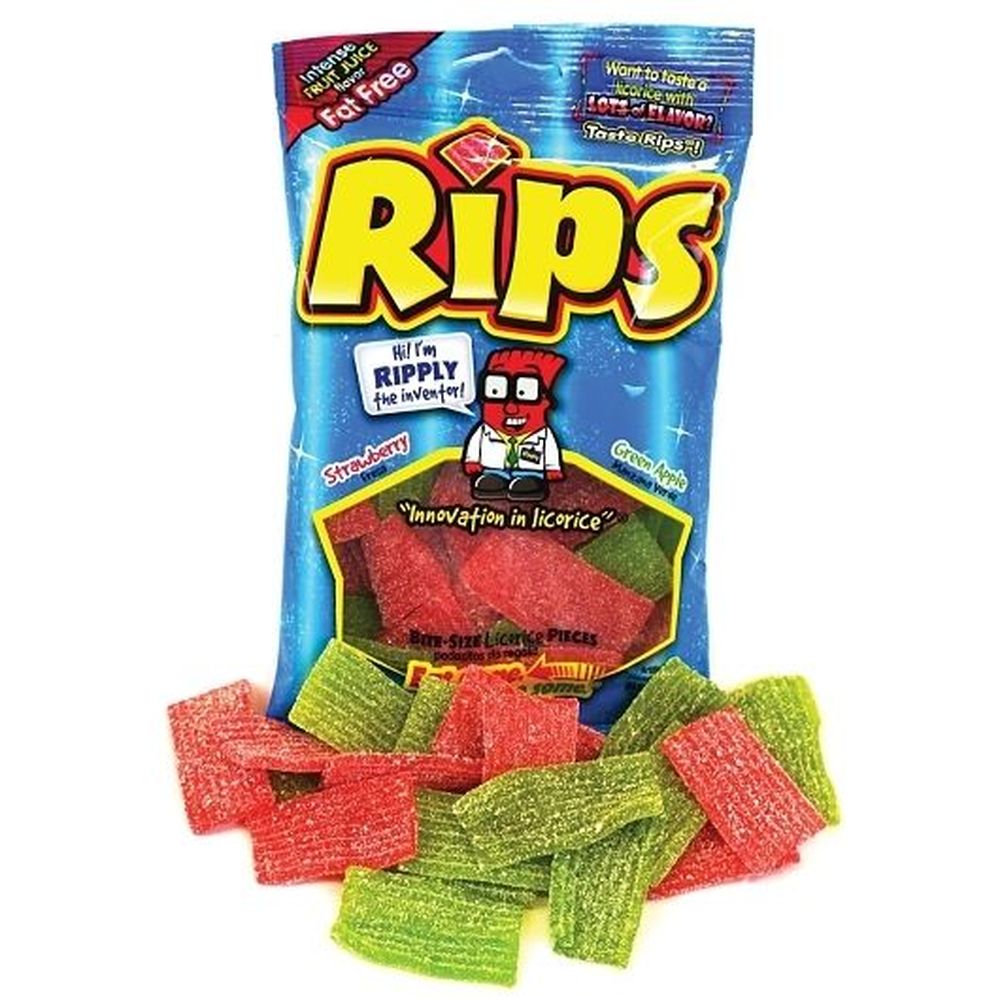 Rips Bite Size Strawberry Green Apple Candy, 3.5 Ounce -- 12 Per Case
