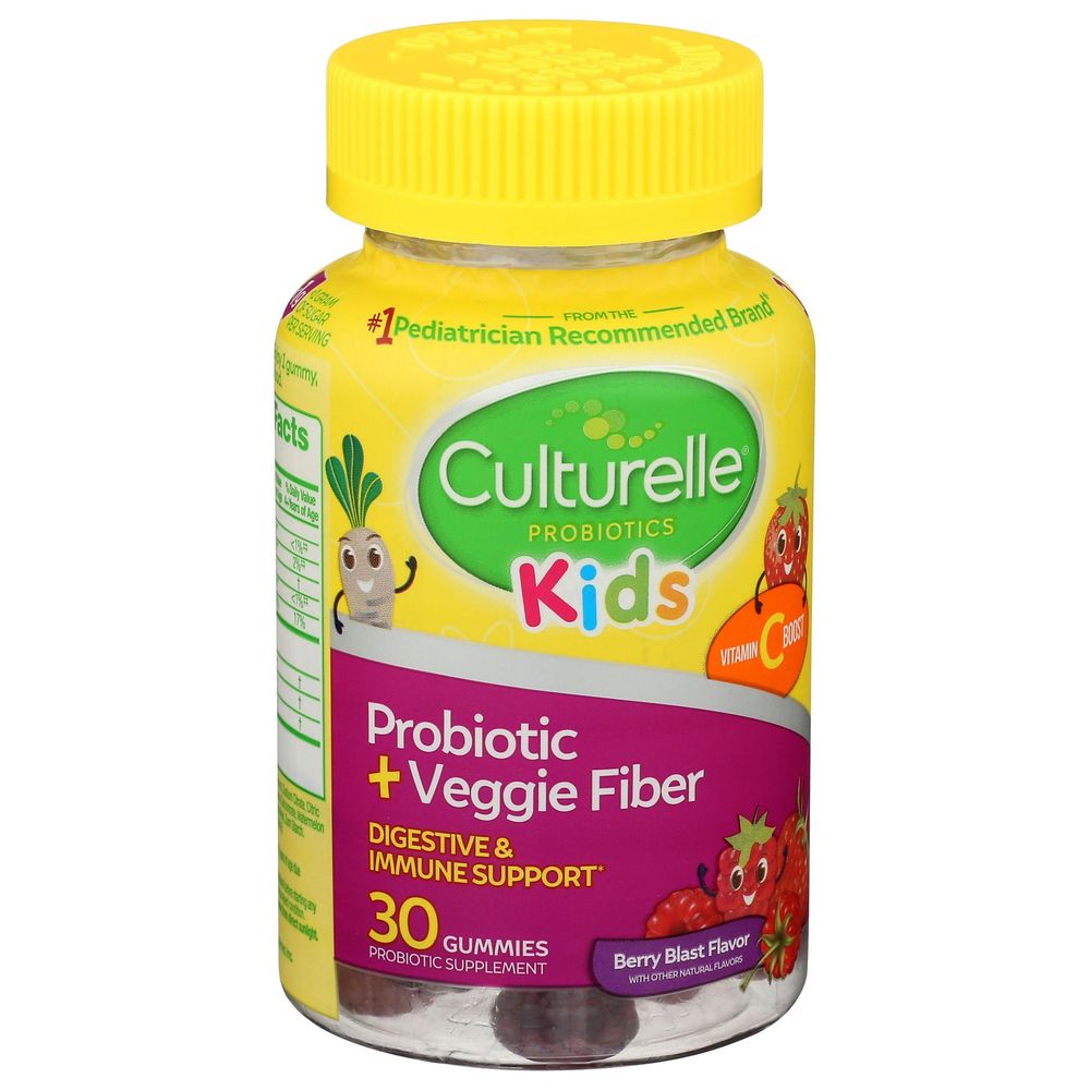 Culturelle Kids Berry Blast Flavor Probiotic Plus Veggie Fiber Digestive And Immune Support Gummies, 30 Count -- 3 Per Case