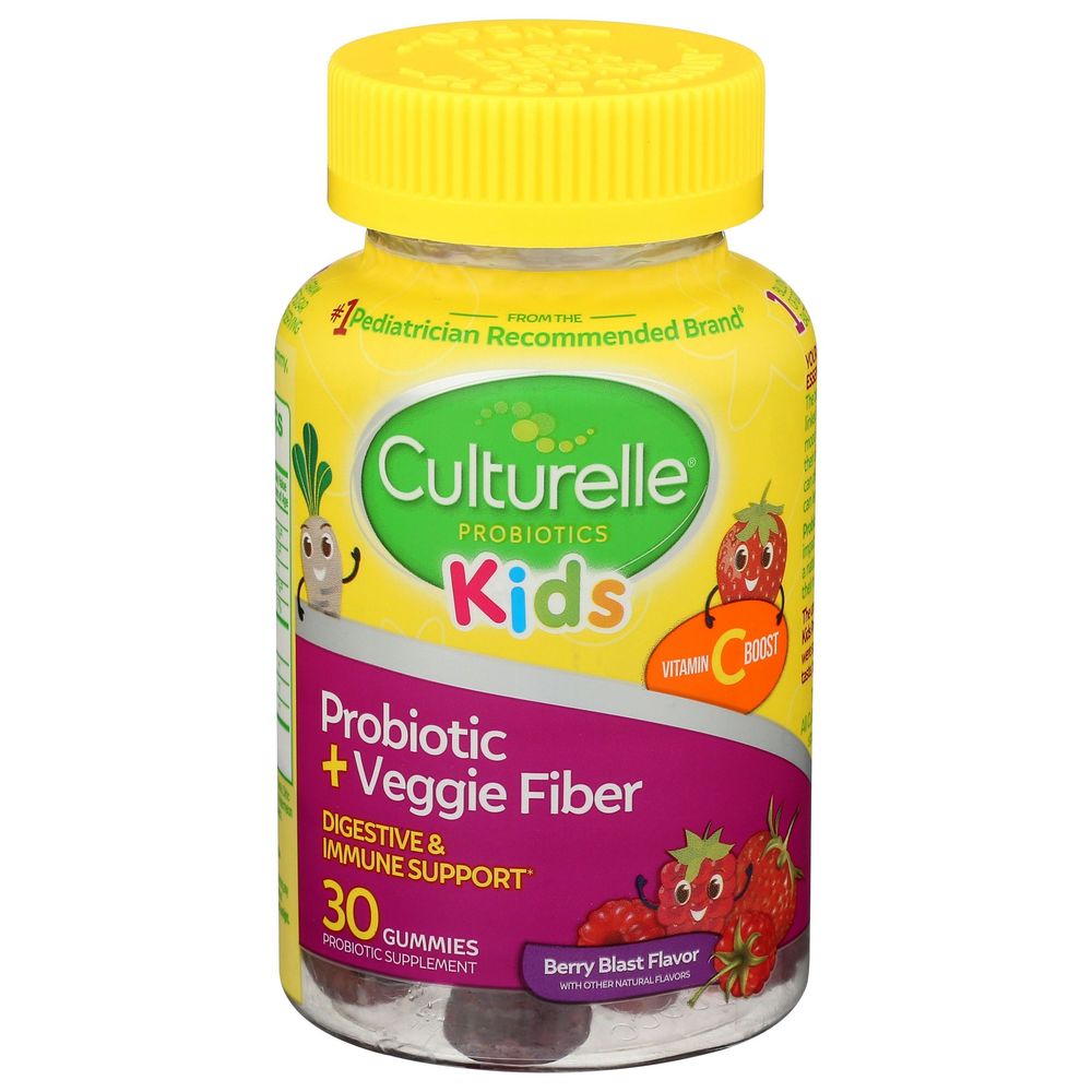 Culturelle Kids Berry Blast Flavor Probiotic Plus Veggie Fiber Digestive And Immune Support Gummies, 30 Count -- 3 Per Case
