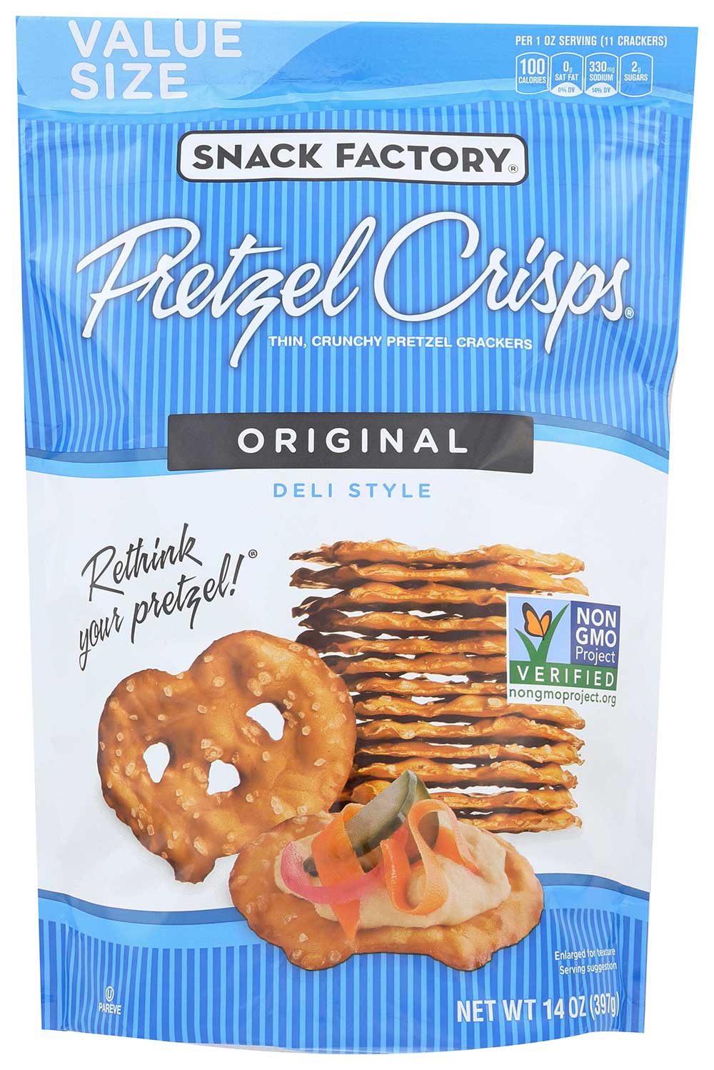 Snack Factory Original Deli Style Pretzel Crisp, 14 Ounce -- 12 Per Case