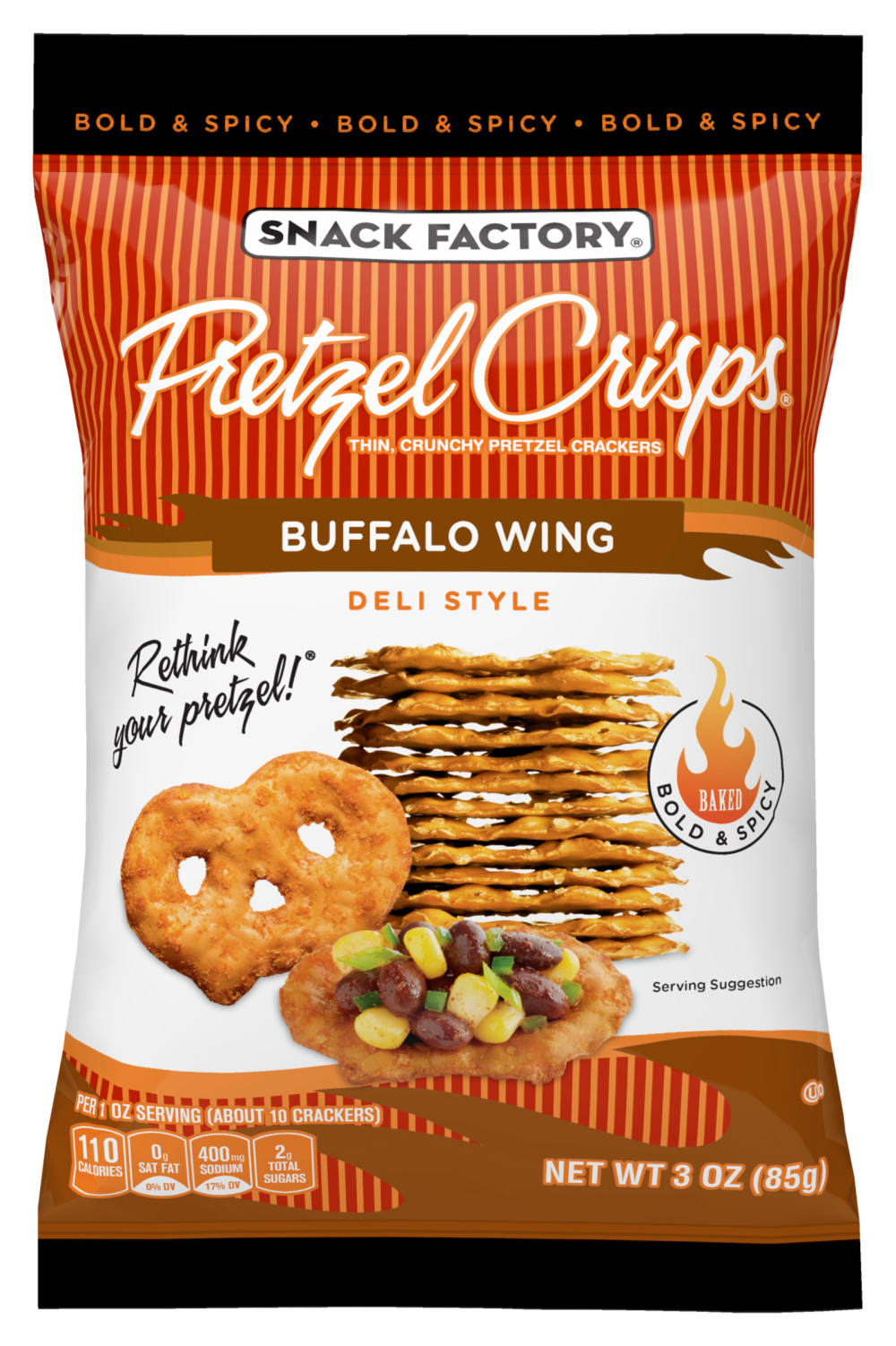 Pretzel Crisps Buffalo Wing Chips, 3 Ounce -- 8 Per Case