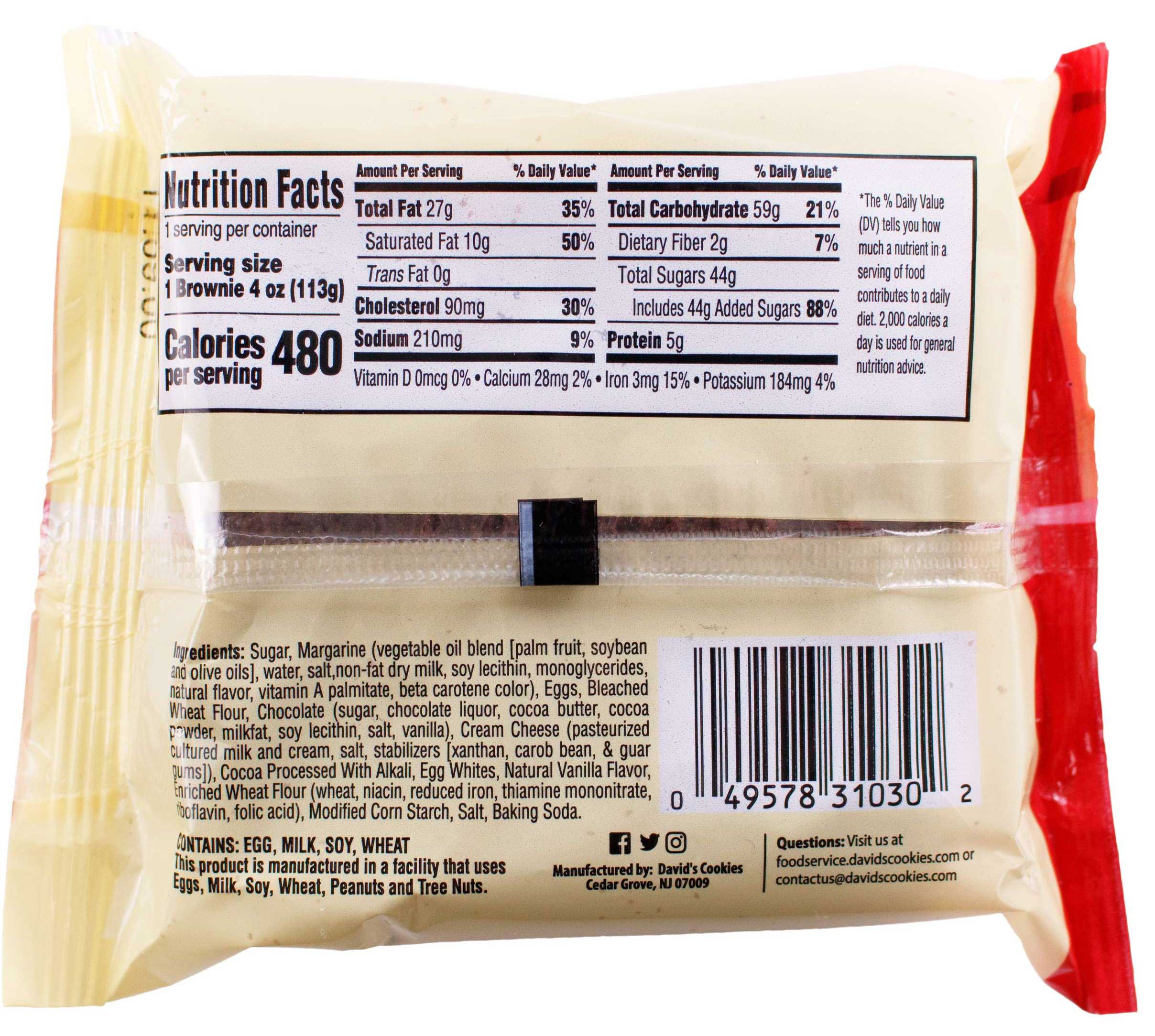 David's Cookies Individually Wrapped Cheesecake Brownie, 4 Ounce -- 48 Per Case