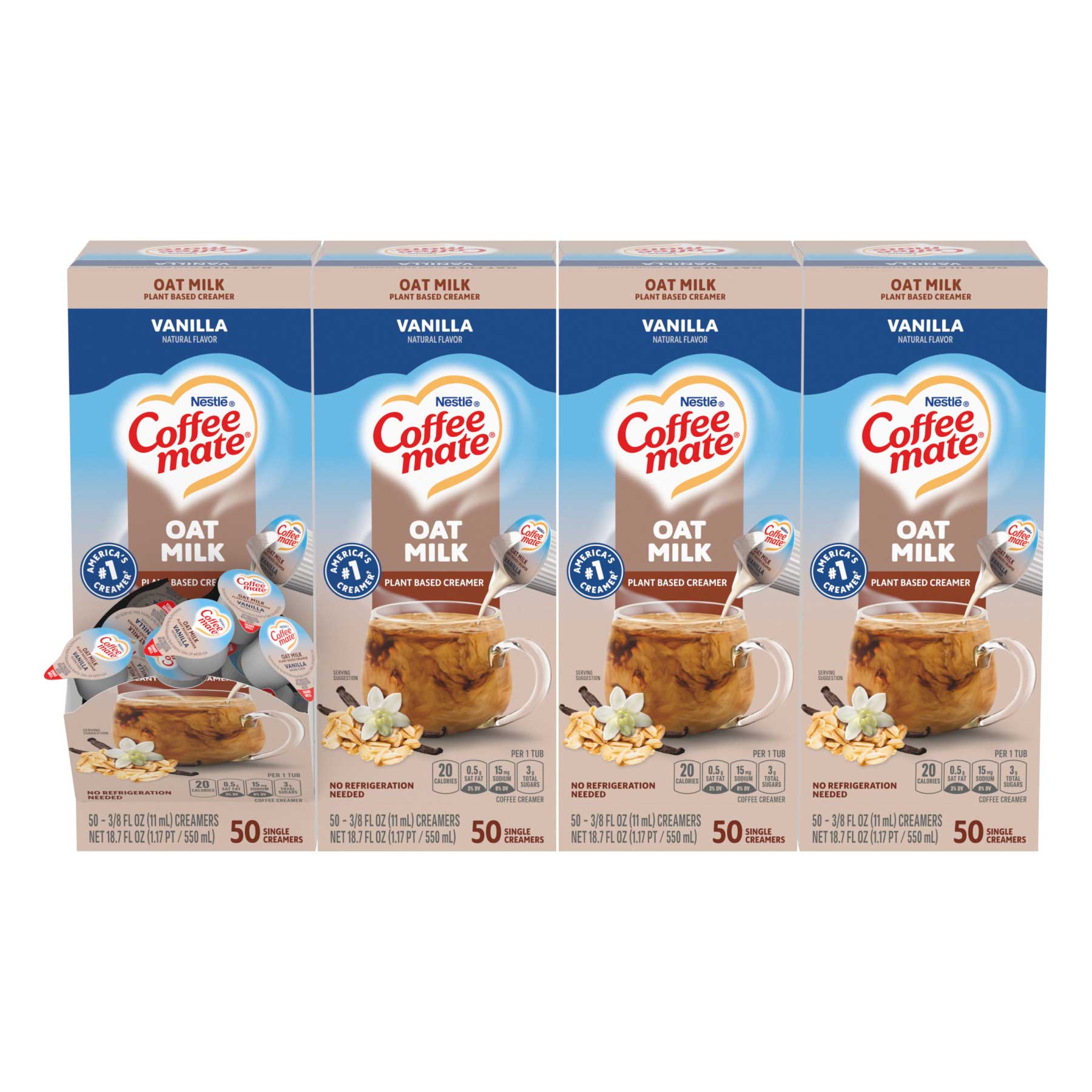 Coffee Mate Cream Substitutes Shelf Stable Oat Vanilla Creamer, 18.7 Fluid Ounce -- 4 per case