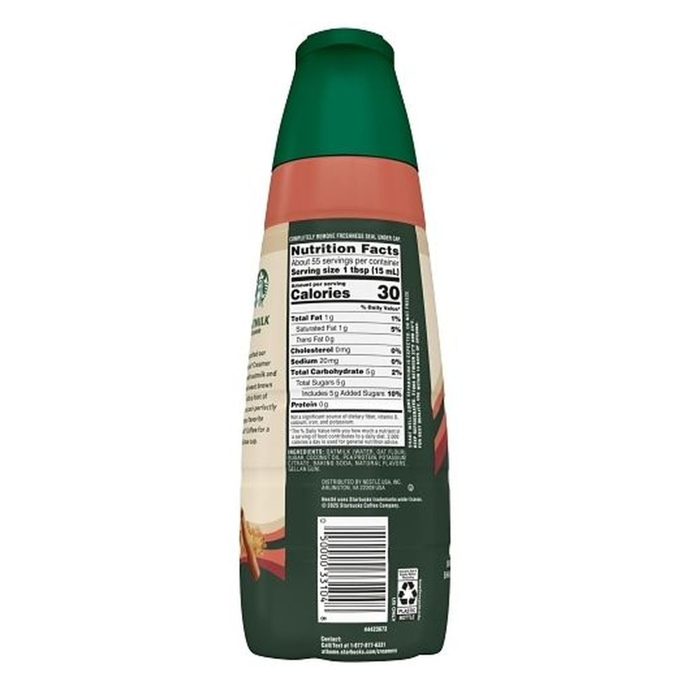 Starbucks Oat Milk Brown Sugar Cinnamon Creamer, 28 Fluid Ounce -- 6 Per Case