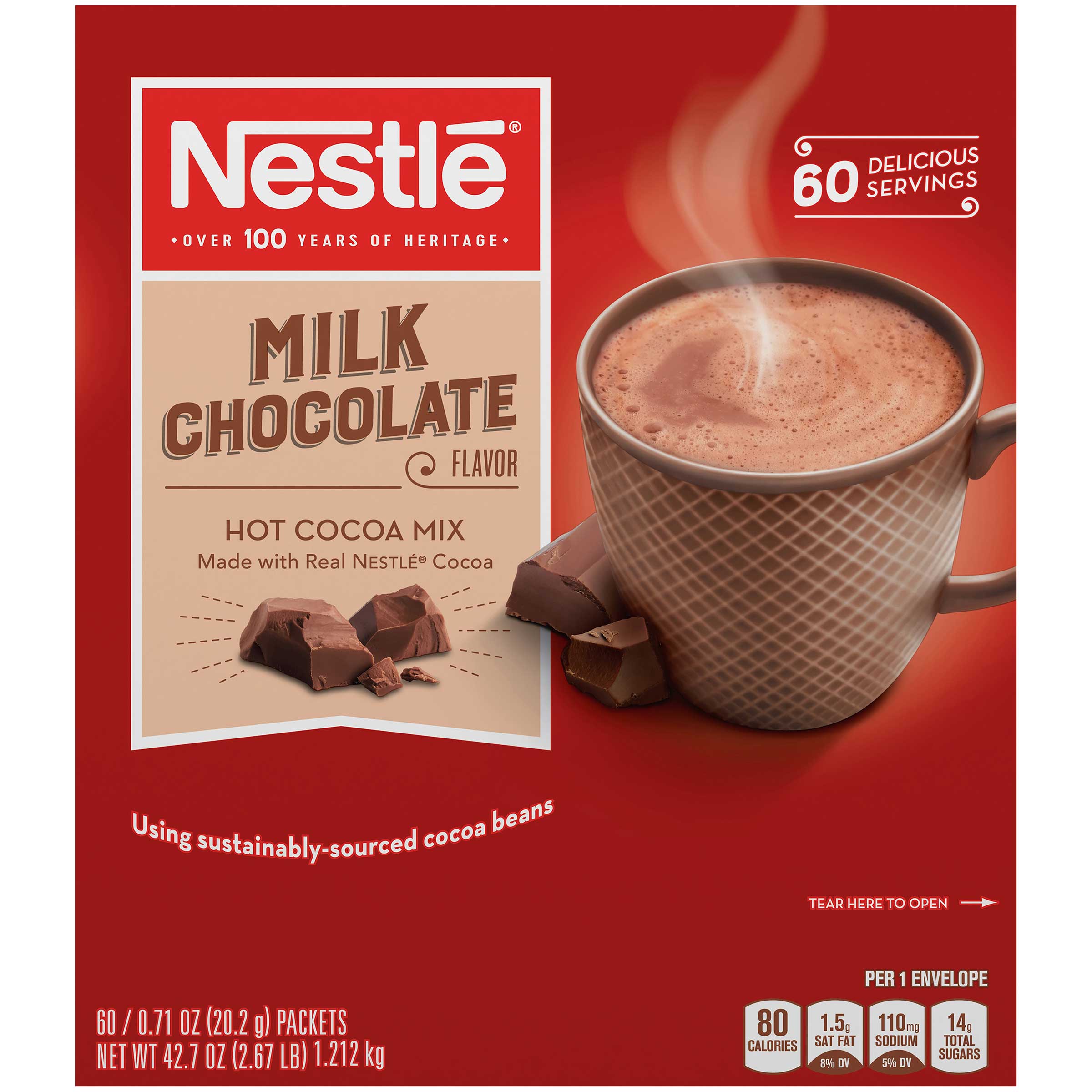 Nestle Milk Chocolate Hot Cocoa Mix, 0.713 Ounce -- 360 per case.