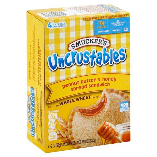 Smuckers Uncrustables Peanut Butter and Honey Spread Sandwich Case FoodServiceDirect