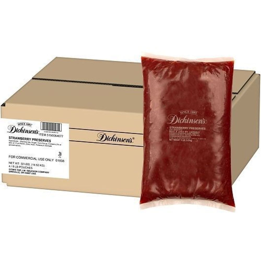 Dickinson's Strawberry Preserve, Bulk, 8 Pound Pouch -- 4 Per Case