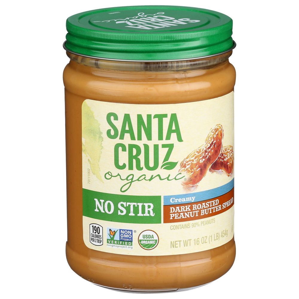 Santa Cruz Organic No Stir Creamy Dark Roasted Peanut Butter Spread, 16 Ounce -- 12 Per Case