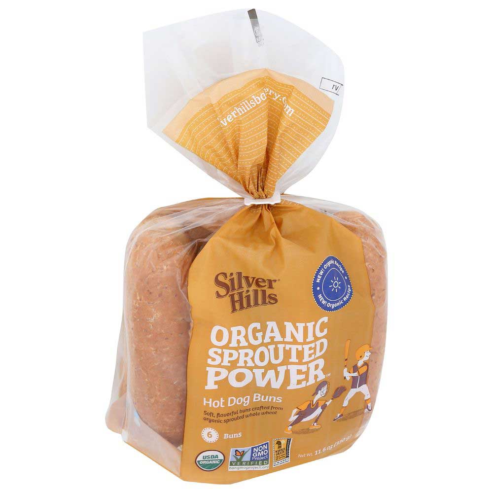 Silver Hills Organic Sprouted Whole Wheat Hot Dog Bun, 11.6 Ounce -- 6 Per Case