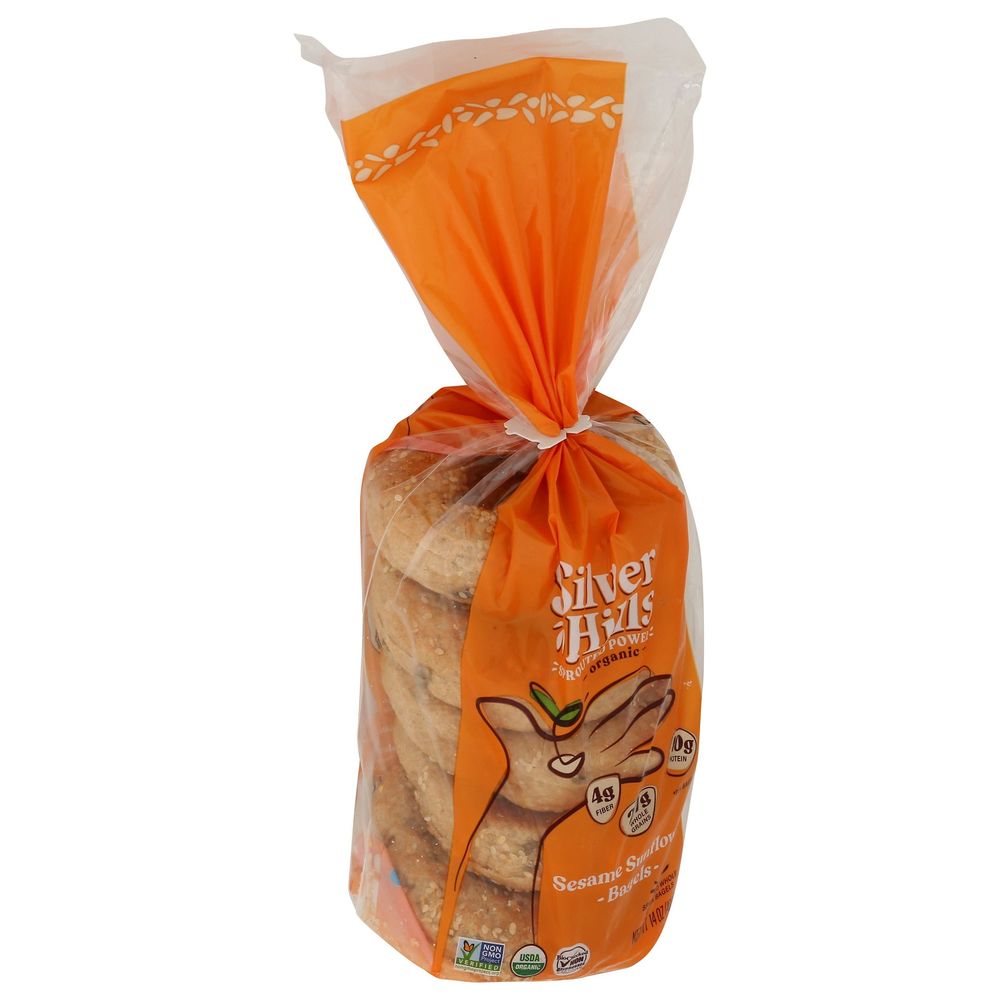 Silver Hills Organic Sesame Sunflower Sprouted Power Whole Grain Bagels, 14 Ounce -- 8 Per Case