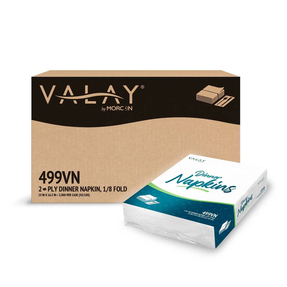 Servilleta Para Cena Morcon Airlaid Valay Blanca De 8 Dobleces Y 2 Capas, 100 Unidades -- 30 Por Caja