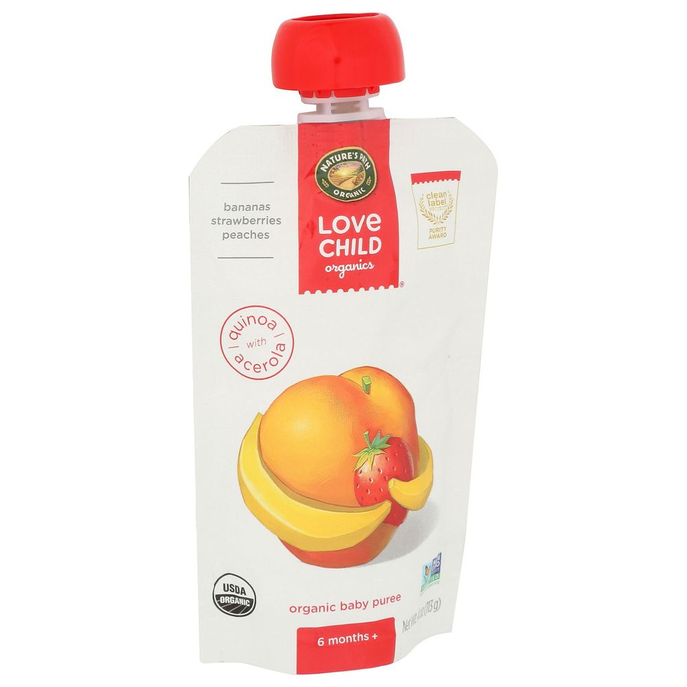 Love Child Organics Bananas Strawberries Peaches Baby Puree, 4 Ounce -- 12 Per Case