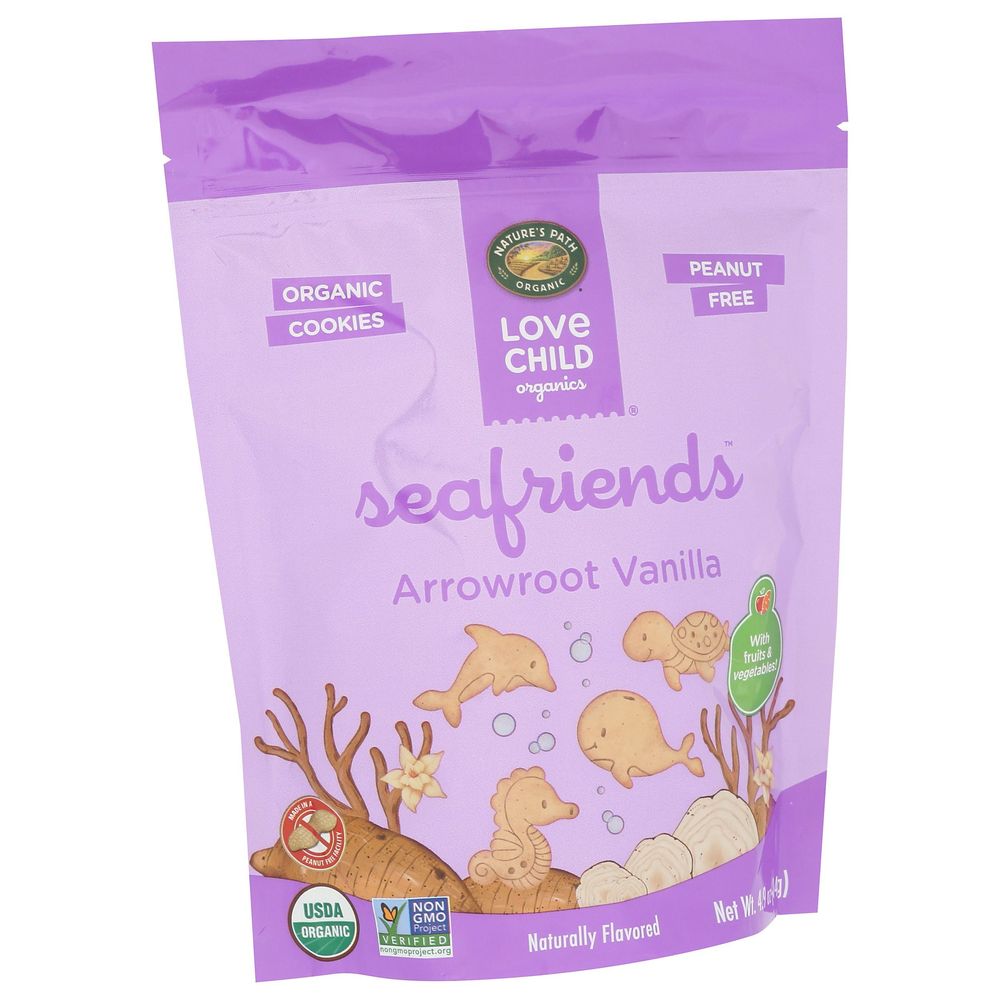 Love Child Organics Seafriends Arrowroot Vanilla Cookies, 4.9 Ounce -- 12 Per Case