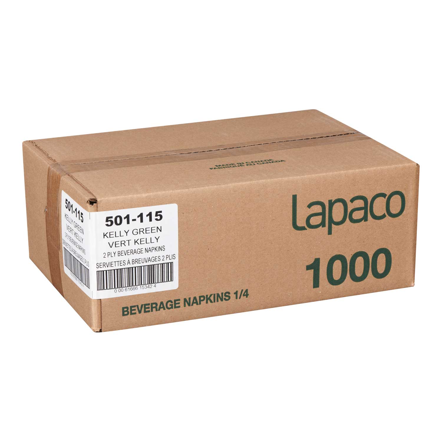 Lapaco Plain 2 Ply Green Beverage Napkin -- 1000 per case.