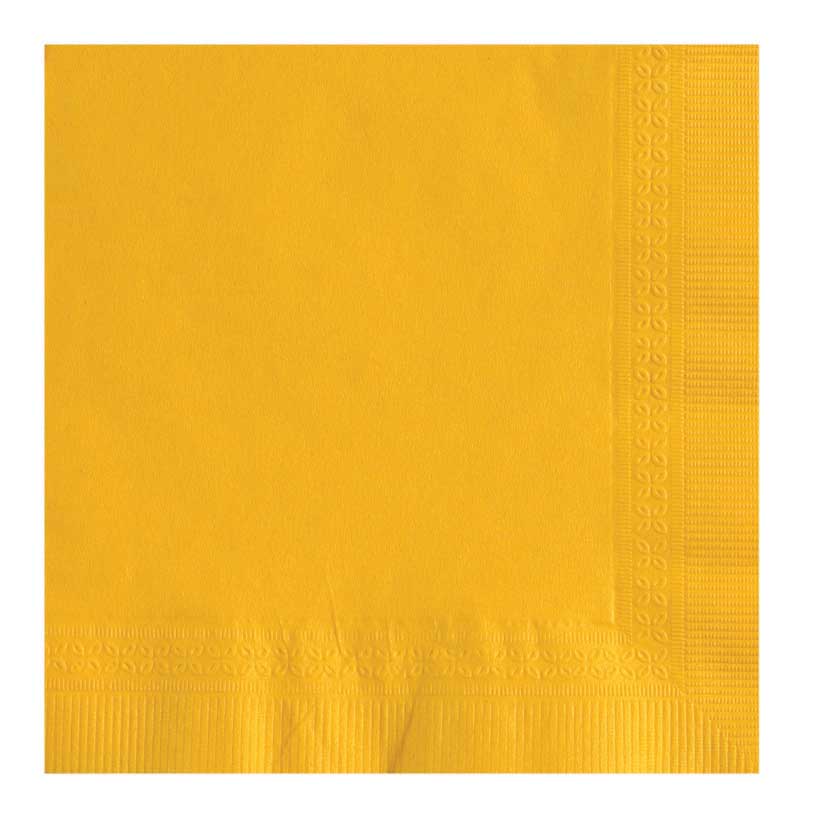 Lapaco Plain 2 Ply Sunny Yellow Beverage Napkin -- 1000 per case.