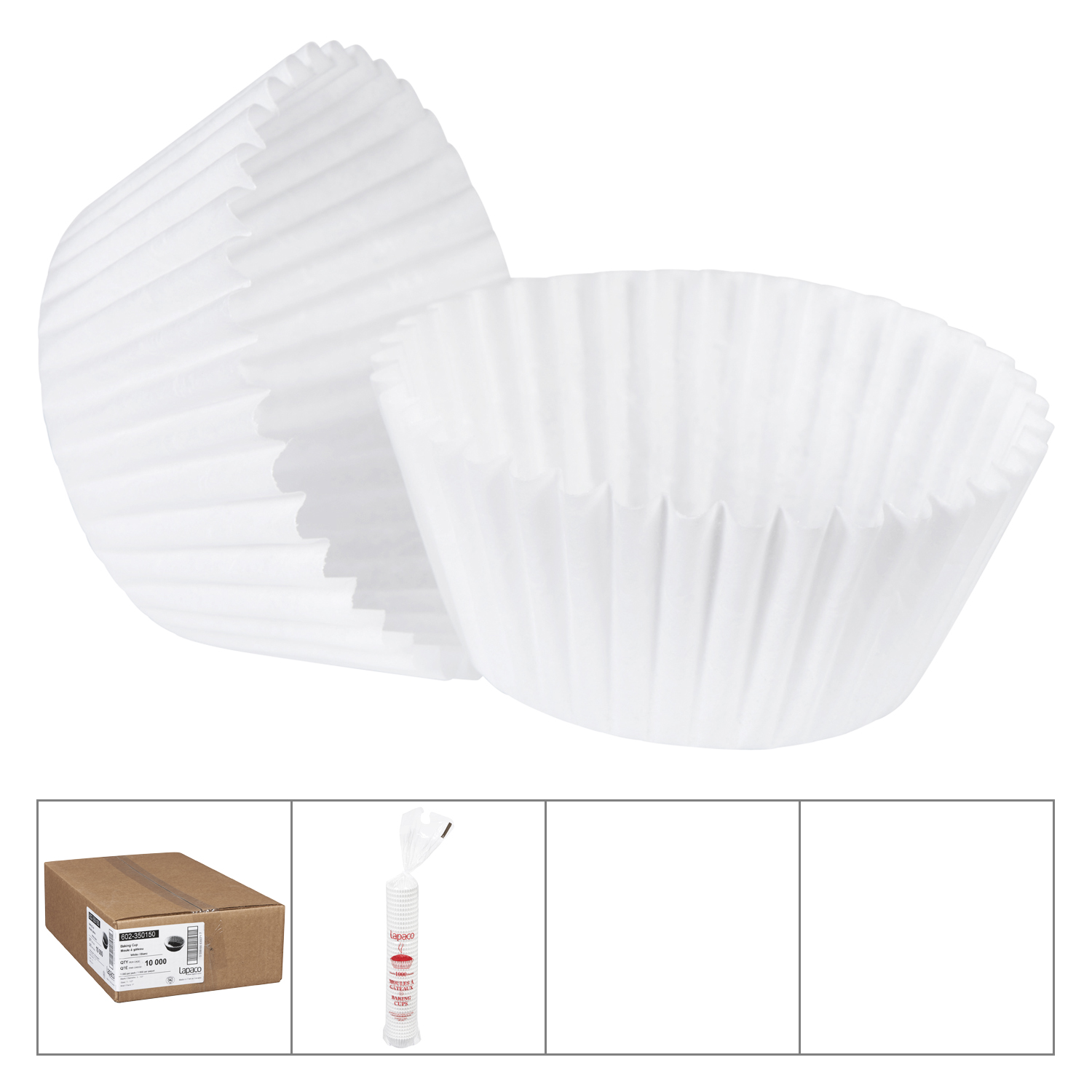 Lapaco White Round Baking Cup, 3.5 x 1.5 x 1 inch 10000 per case.