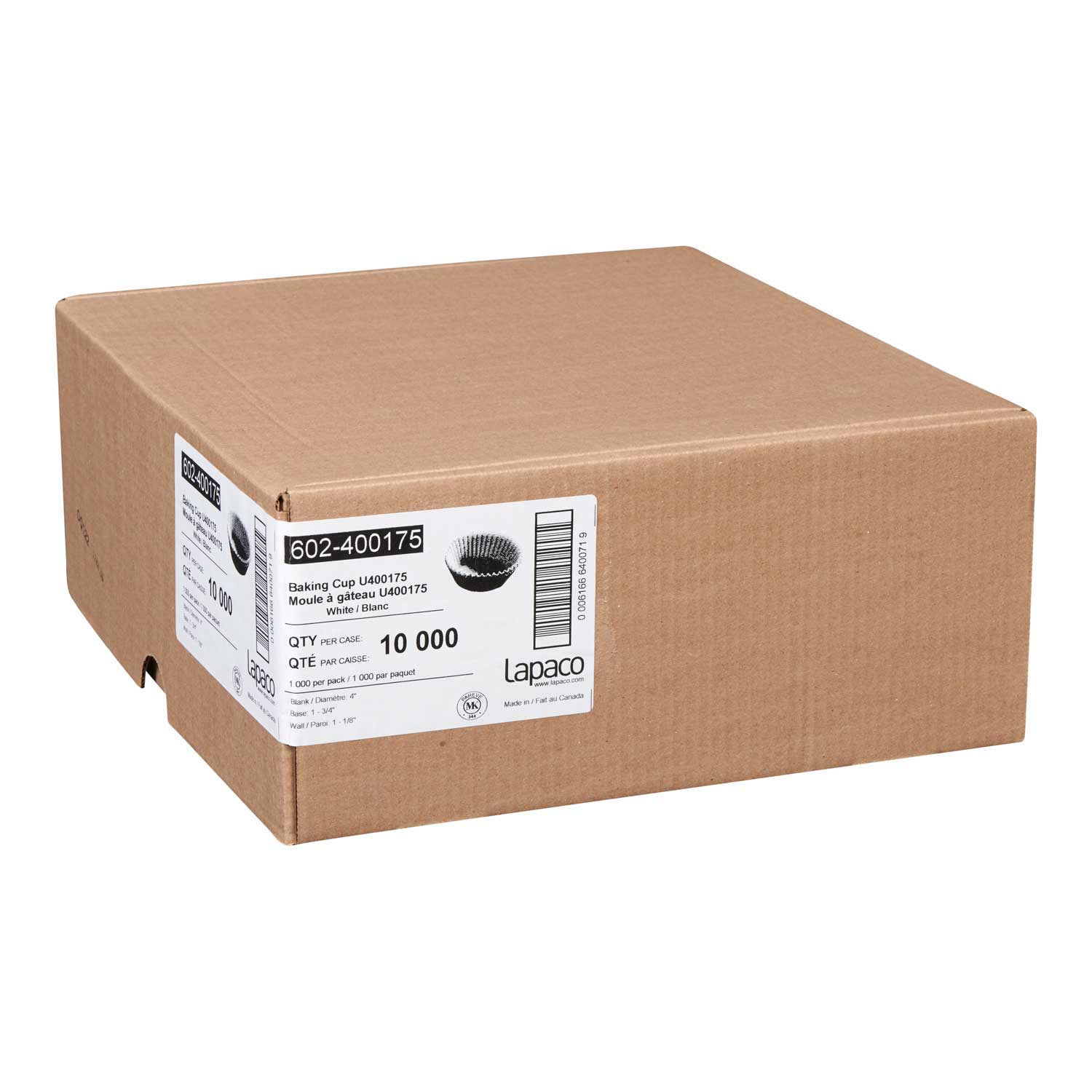 Lapaco White Round Baking Cup, 4 inch 10000 per case.