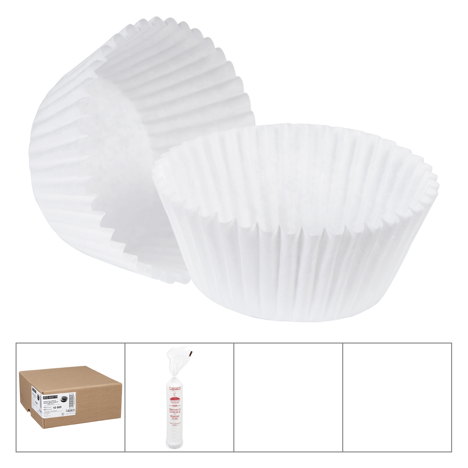 Lapaco White Round Baking Cup, 4 Inch -- 10000 Per Case