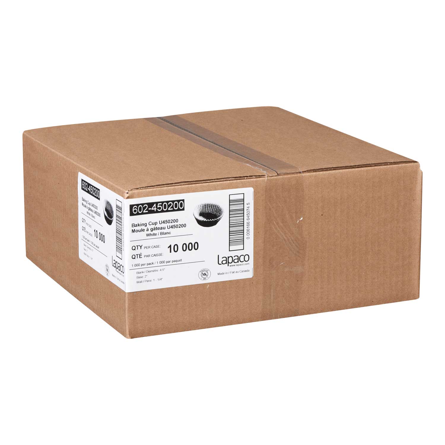 Lapaco White Baking Cup, 4.5 X 2 X 1.25 Inch, 1000 Count -- 10 Per Case