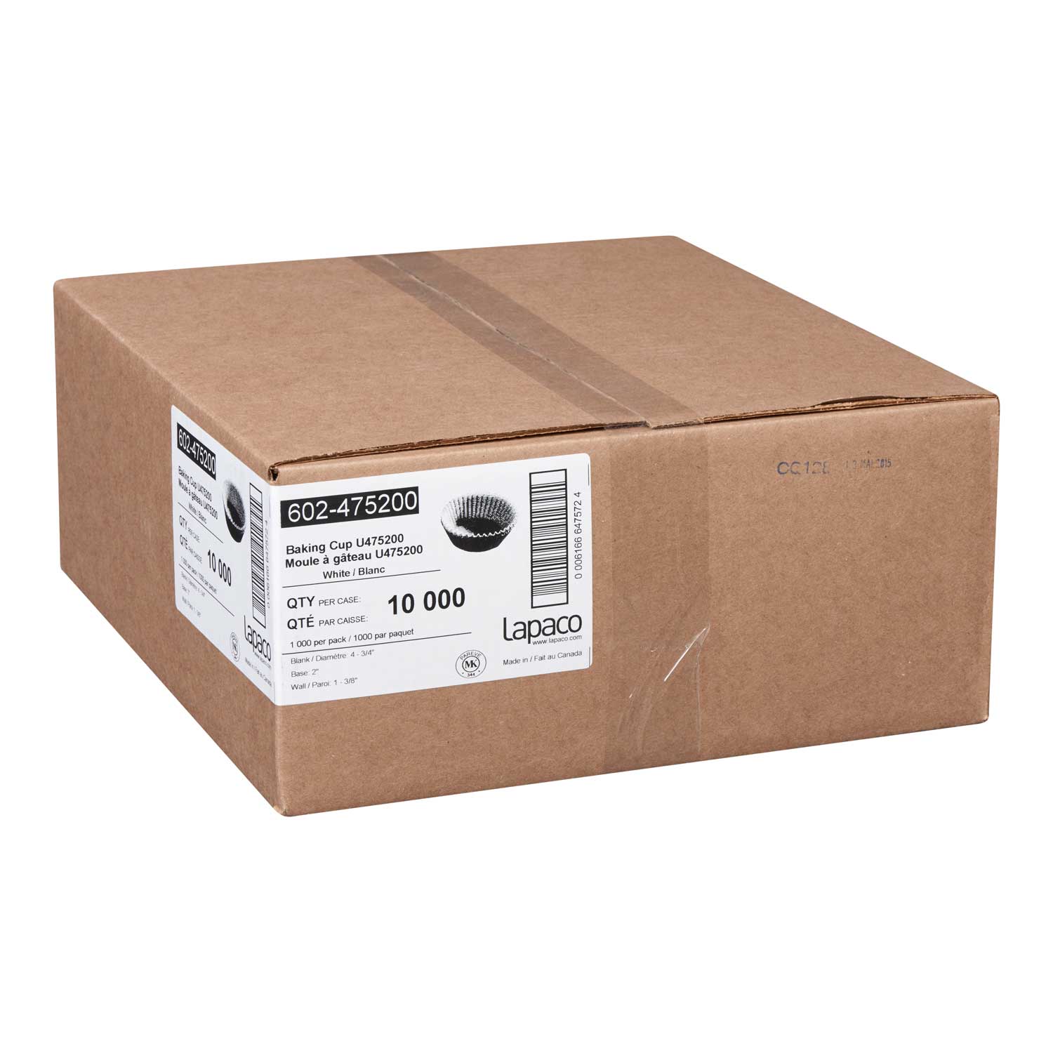 Lapaco White Baking Cup, 4 1/4 X 2 X 1 3/8 Inch, 1000 Count -- 10 Per Case