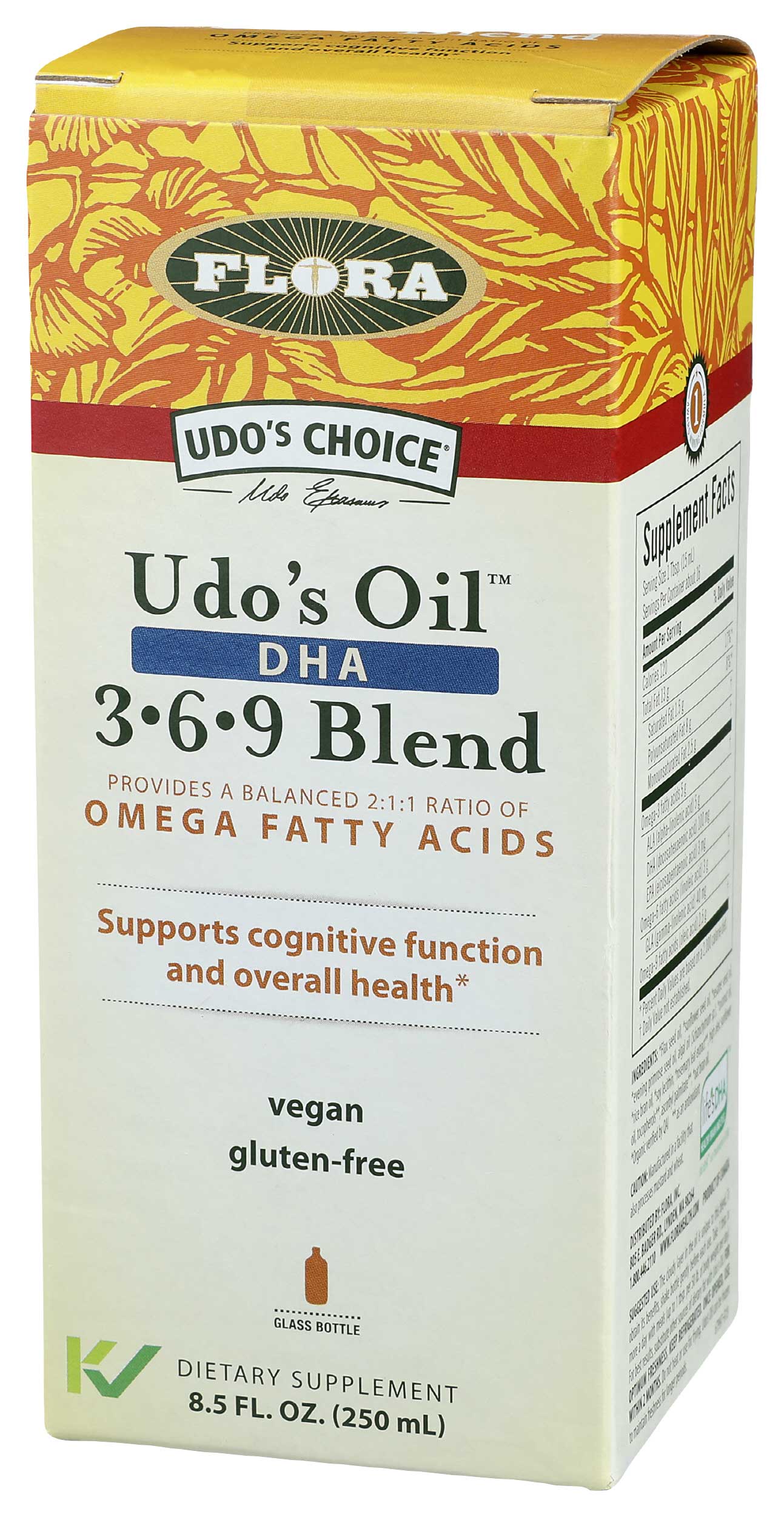 Flora Udos Oil Organic Omega Fatty Acid DHA 369 Blend Dietary Supplement Oil, 8.5 Fluid Ounce