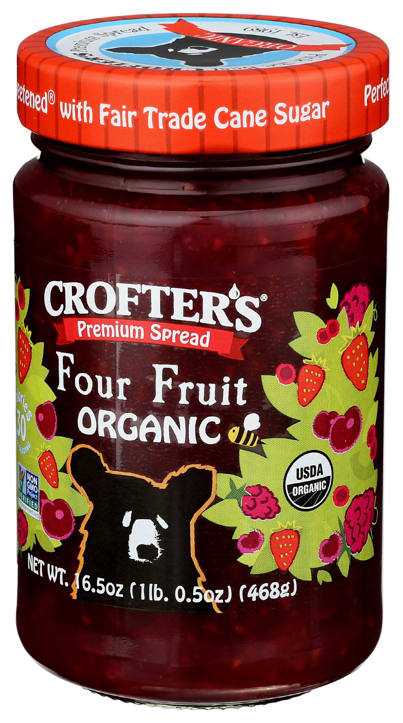 Crofters Organic Four Fruit Premium Spread, 16.5 Ounce -- 6 per case