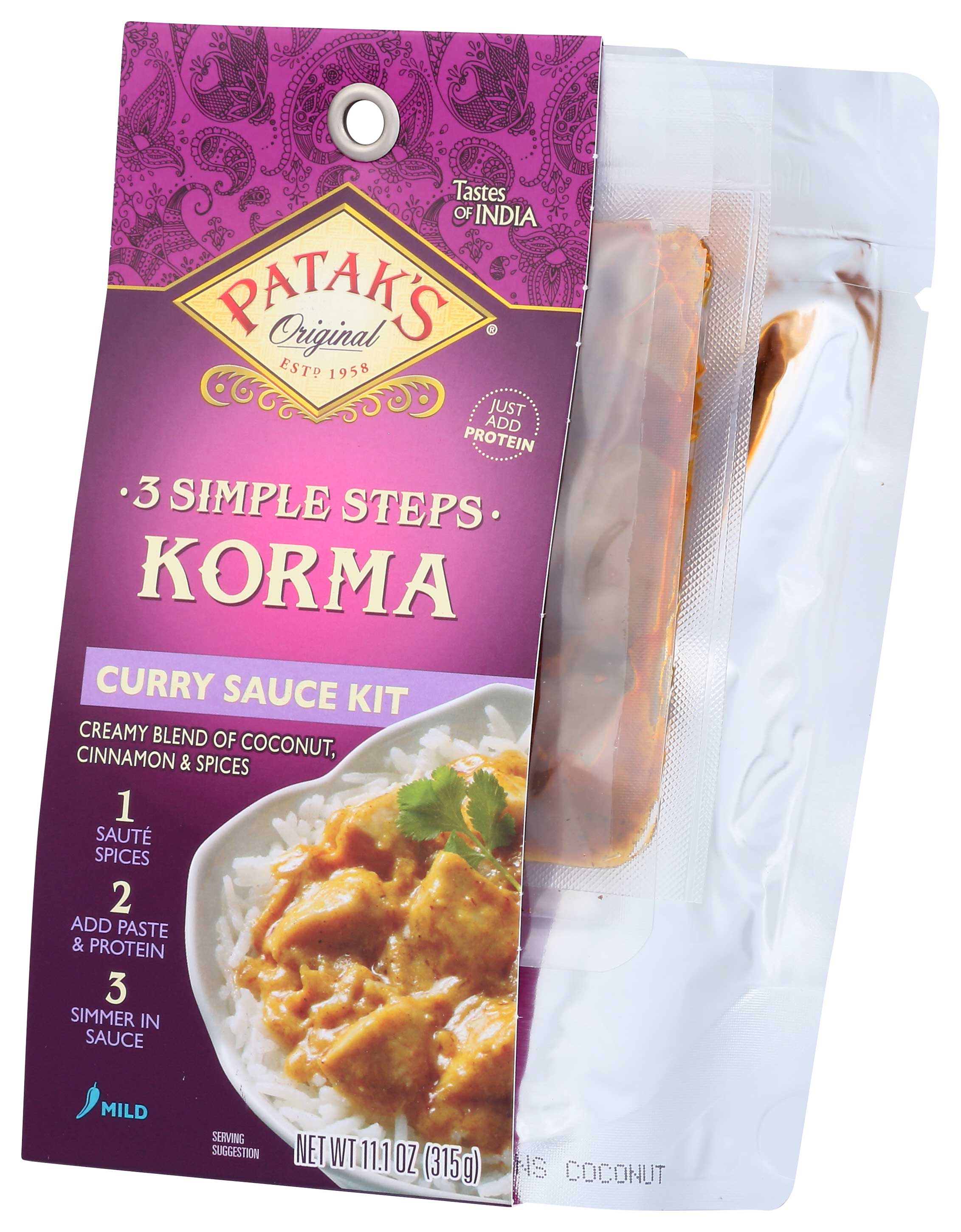 Pataks 3 Simple Step Korma Curry Sauce Kit Case