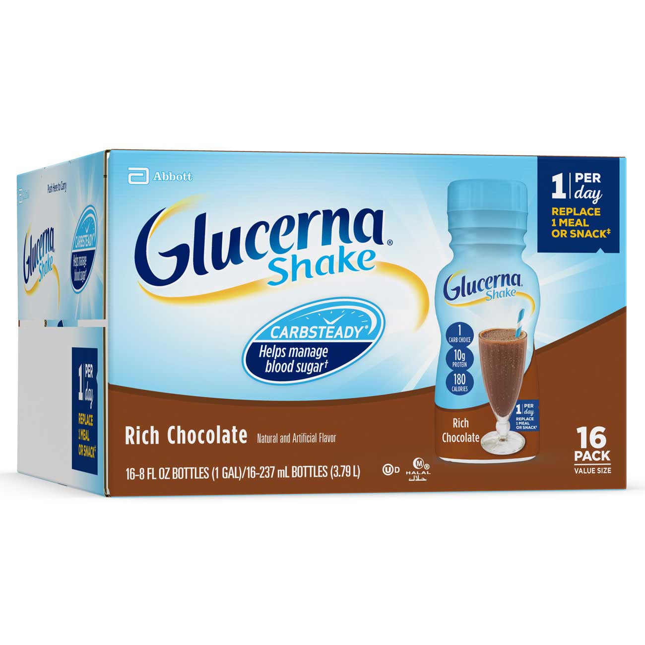 Glucerna Chocolate Shake, 8 Ounce Bottle -- 16 Per Case