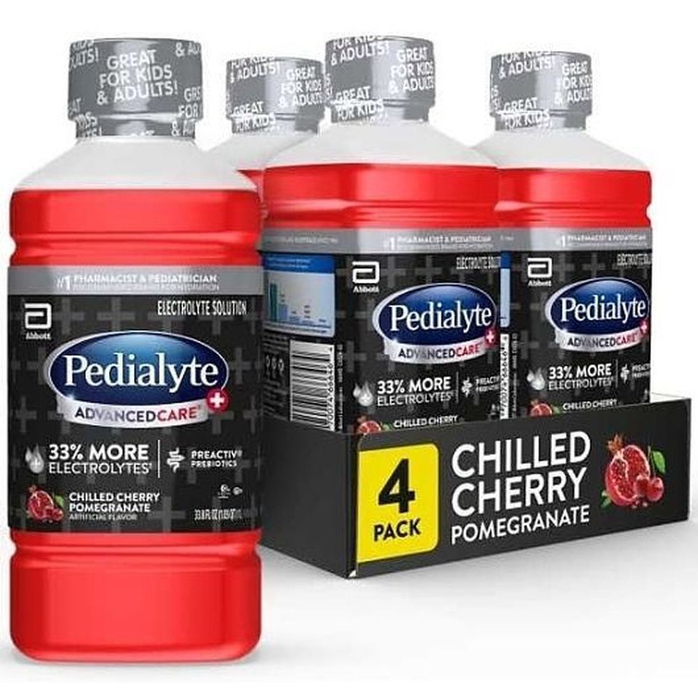 Pedialyte Advance Care Plus Chilled Pomegranate Cherry Flavored Electrolyte Solution, 1 Liter -- 4 Per Case