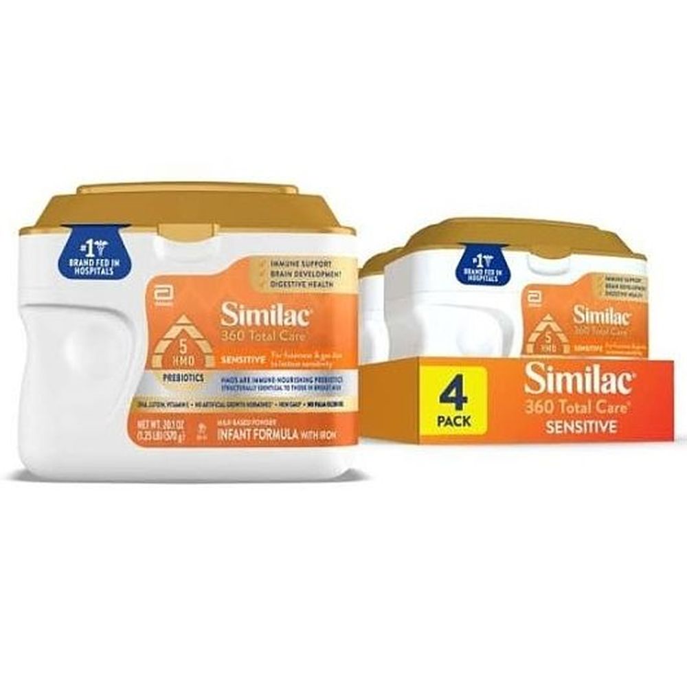 Similac 360 Total Care Sensitive For Fussiness And Gas Milk-based Powder Infant Formula With Prebiotics, 20.1 Ounce Tub -- 4 Per Case