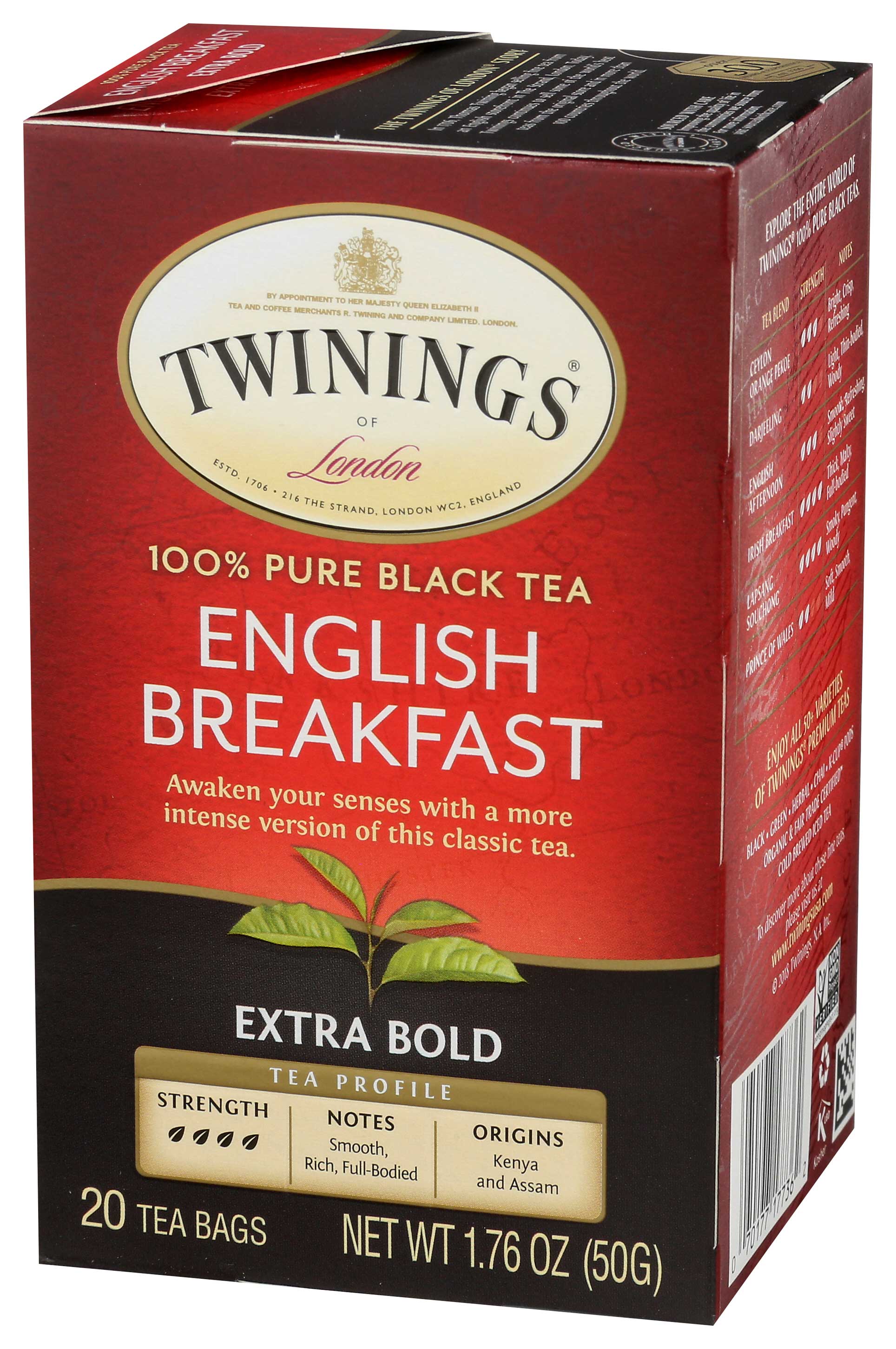 Twinings English Breakfast Extra Bold Black Tea, 20 Tea Bags Count -- 6 Per Case