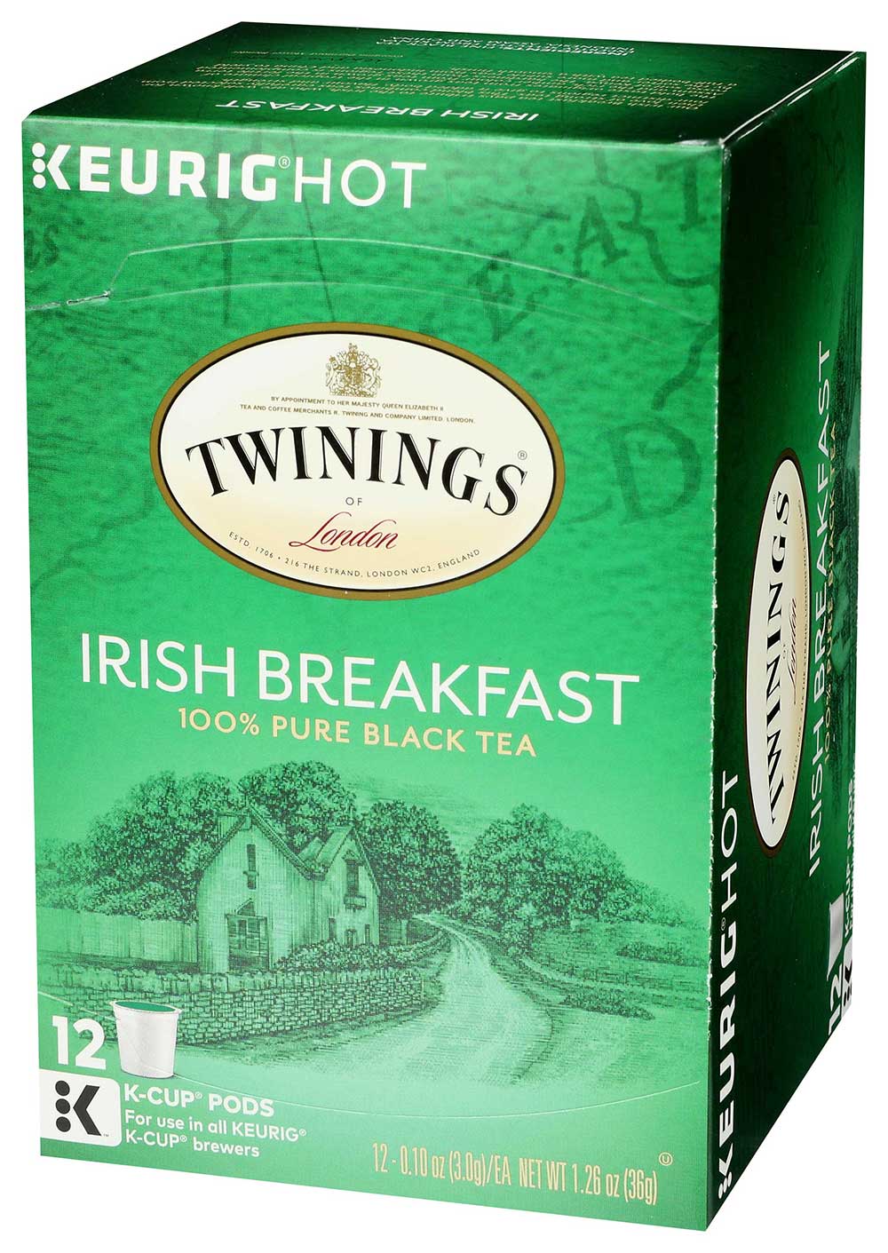 Twinings Irish Breakfast Tea K Cup Pods for Keurig Caffeinated Black Tea Robust Strong Bold Flavour 12 Count Pack of 6