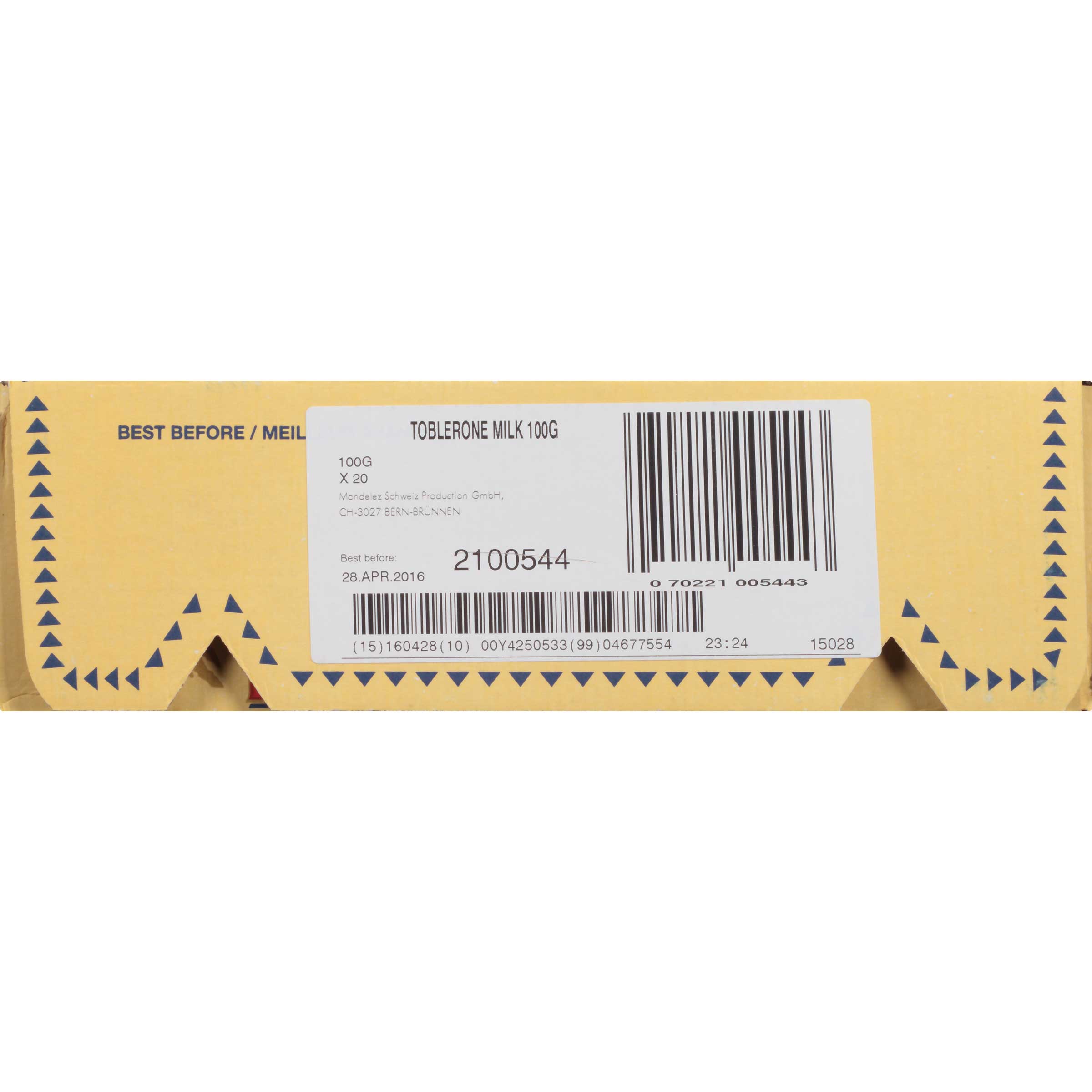 Toblerone Milk Chocolate Bar, 3.52 Ounce -- 80 Per Case