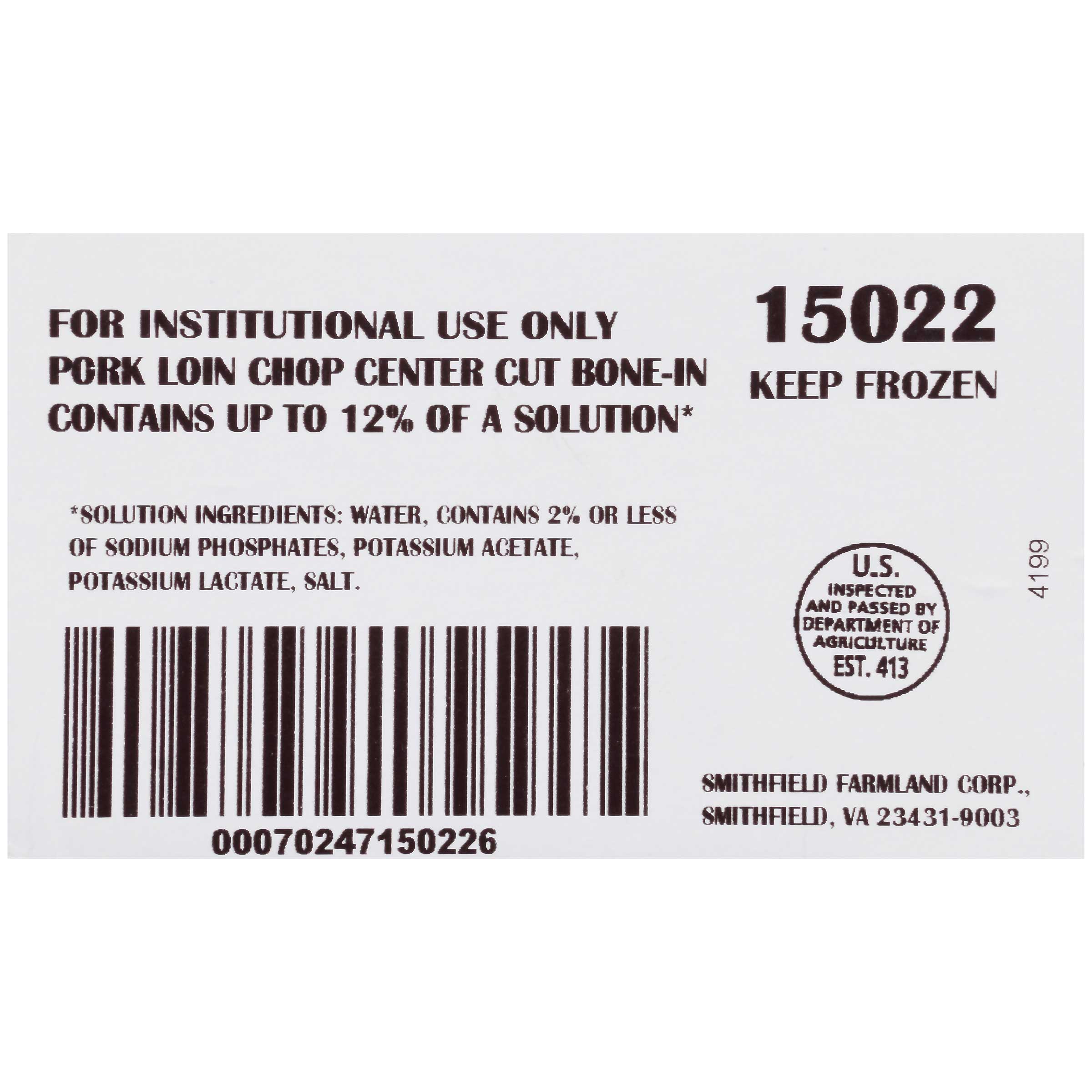 Farmland Gold Medal Extra Tender Center Cut Bone in Pork Chop, 10 Pound.